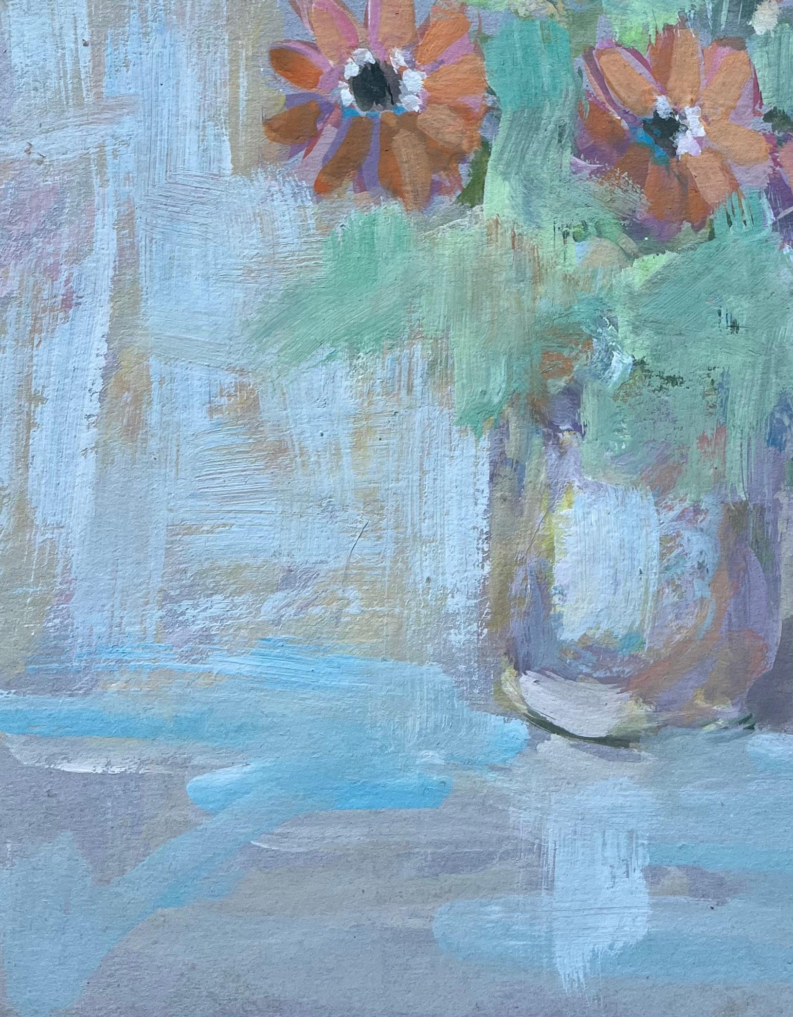 Expressive französische Ölszene mit Wildblumen in einem Glas von Fanch Lel, Stillleben im Angebot 5