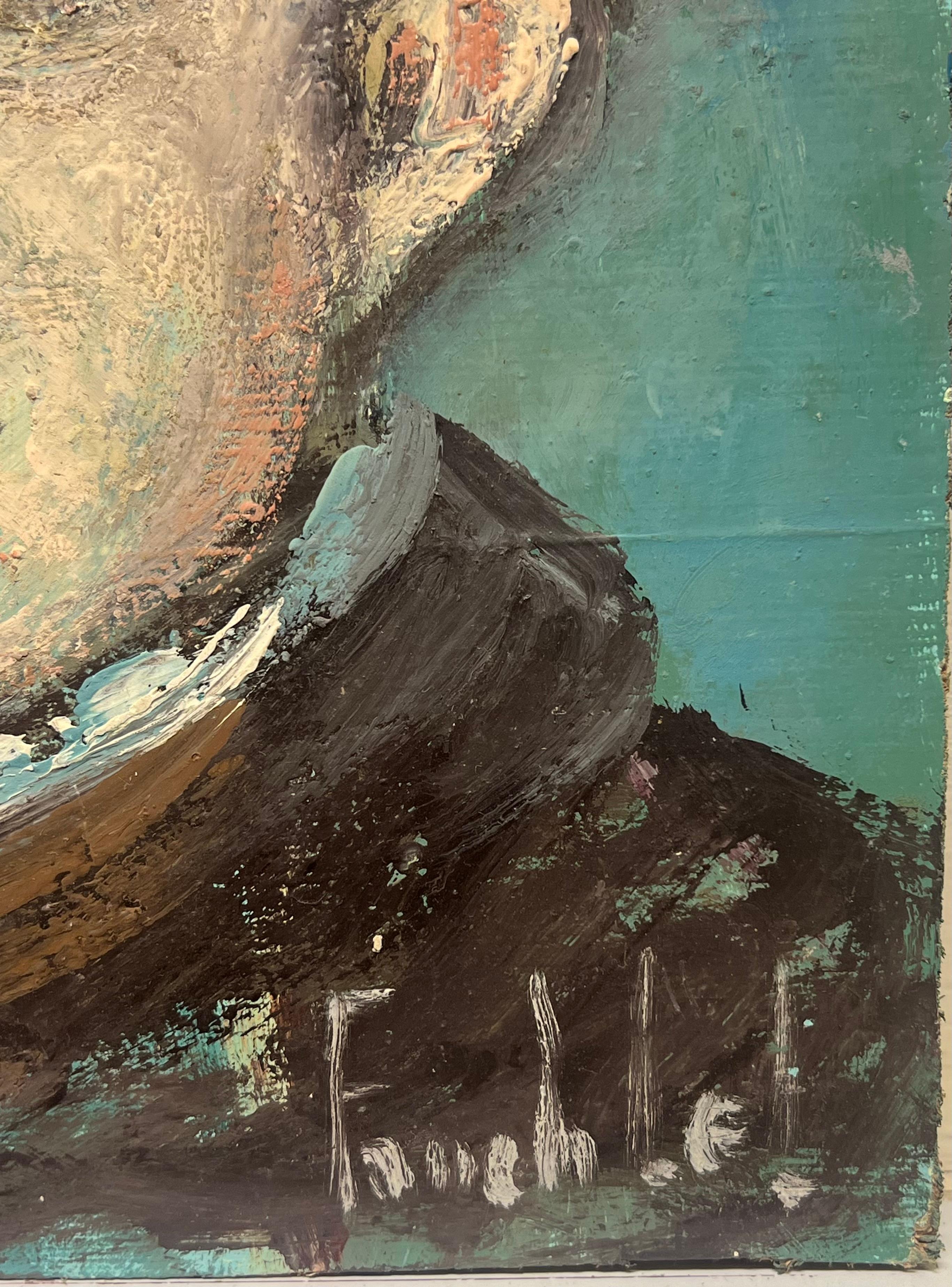 Expresivo Retrato de caballero con corbata Óleo francés modernista en venta 1