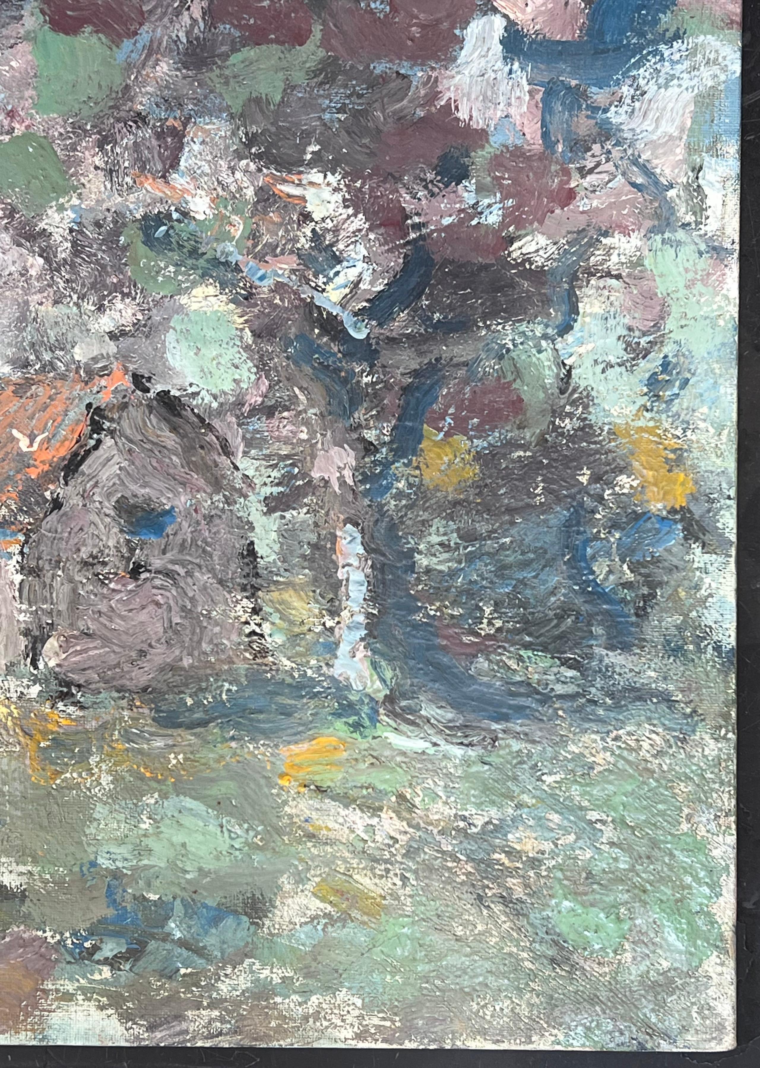 Figur schlendert durch das ländliche Dorf Weg Französisch Ölgemälde (Impressionismus), Painting, von Fanch Lel
