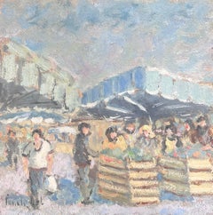 Figures At A Summers Days Fruit Market French Oil Painting