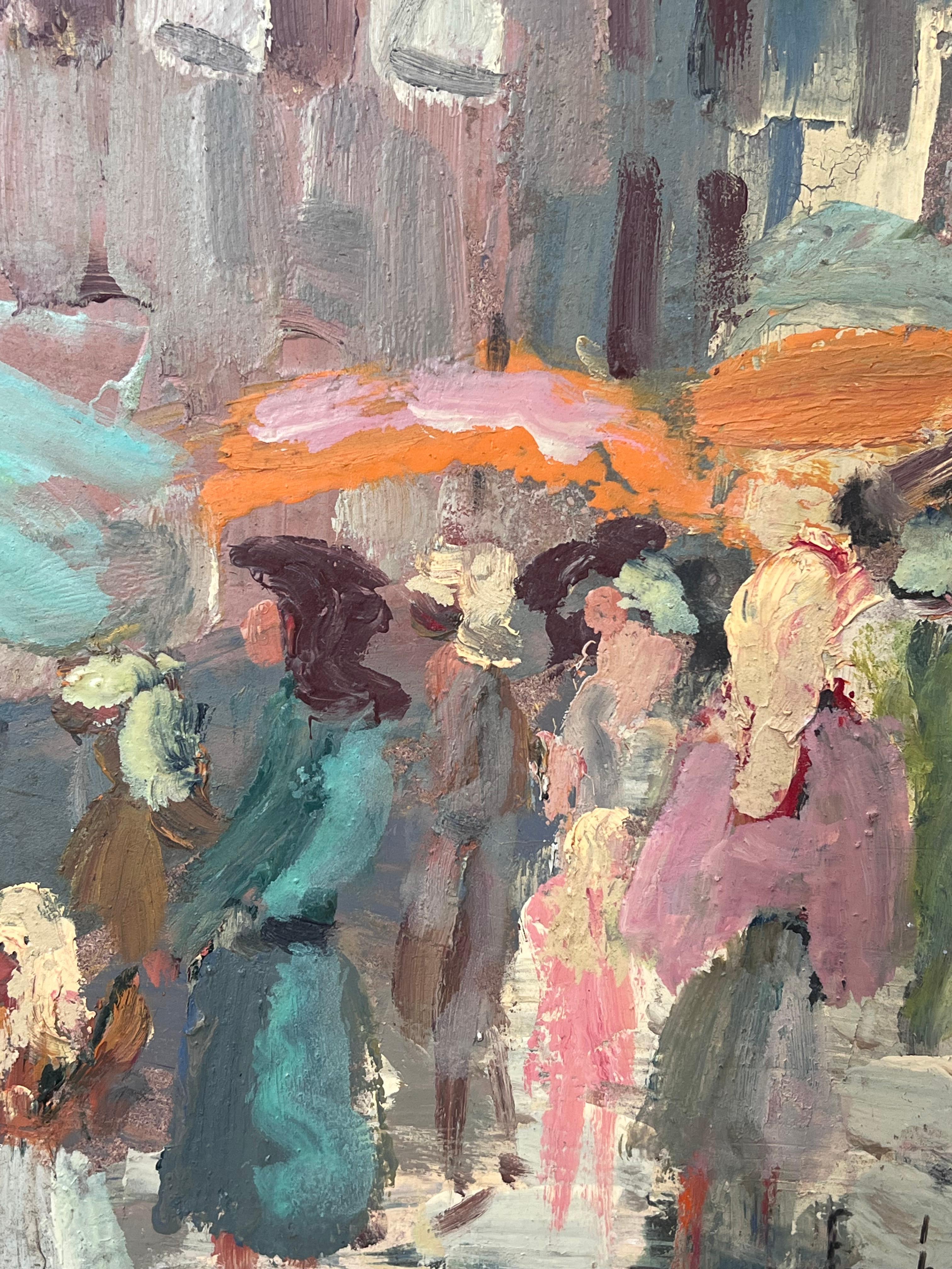 Mercato estivo
Firmato da Fanch Lel
Dimensioni: 13 x 16 pollici (altezza x larghezza)
Pittura a olio su tavola, senza cornice
Condit: Buone condizioni generali, con lievi segni di manipolazione della superficie e una leggera usura dei bordi,