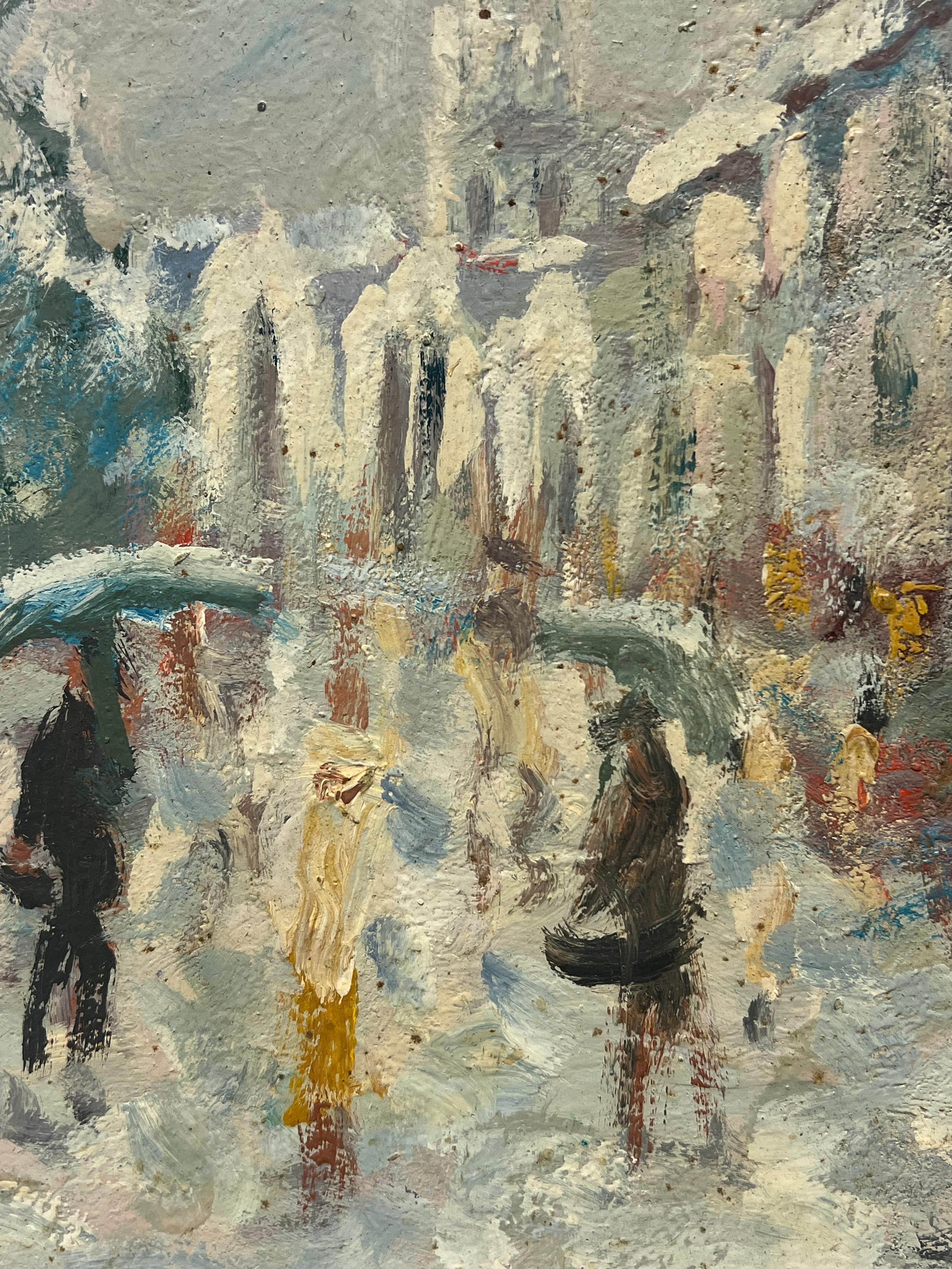 Día lluvioso
de Fanch Lel (francés, 1930)
tamaño: 16 x 13 pulgadas
óleo sobre tabla, sin enmarcar
estado: el cuadro está en muy buen estado. Antes estaba guardado en el estudio del artista. 

Procedencia: todos los cuadros que tenemos a la venta de