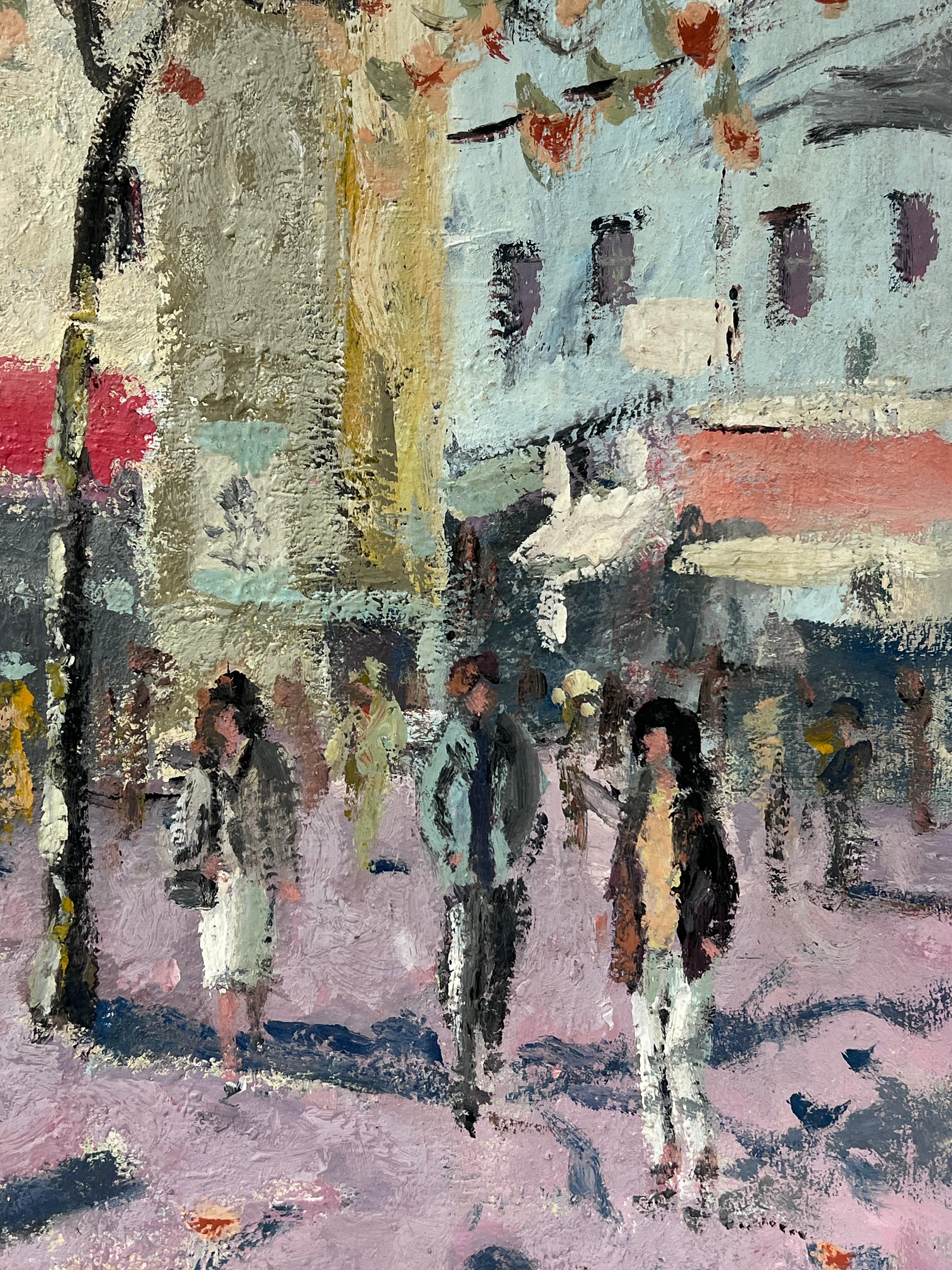 Passeggiando per la città
firmato da Fanch Lel (francese, nato nel 1930)
dimensioni: 18 x 15 pollici
datato 90'
dipinto a olio su tavola, senza cornice
condizioni: il dipinto è in ottime condizioni. In precedenza è stato conservato nello studio
