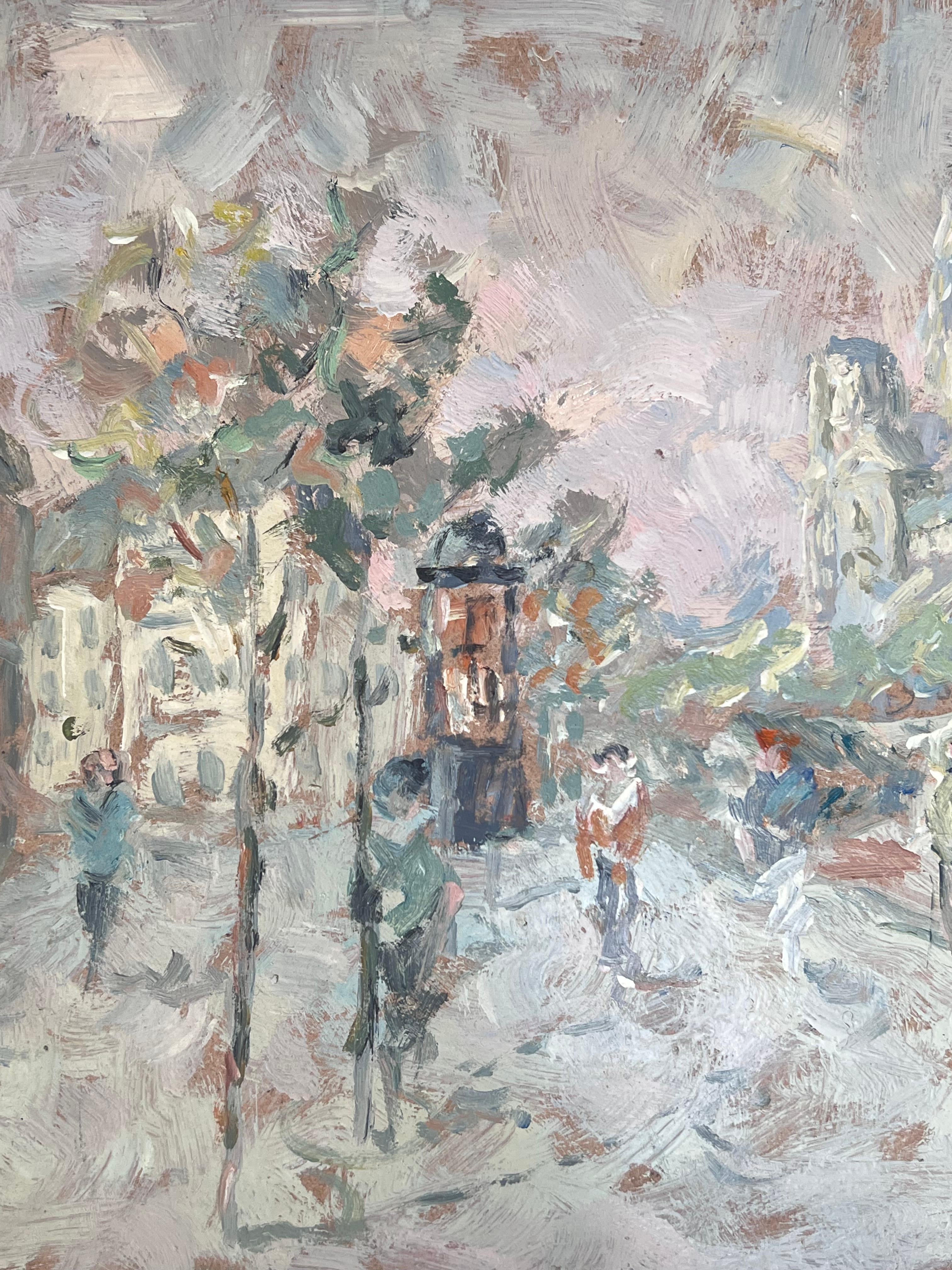 Pastel Town
by Fanch Lel
Size: 12 x 12 inches (height x width)
Oil painting on board, unframed
Condition: Good condition overall with minor surface handling marks and light wear to edges, consistent with its medium and vintage character.
Provenance: