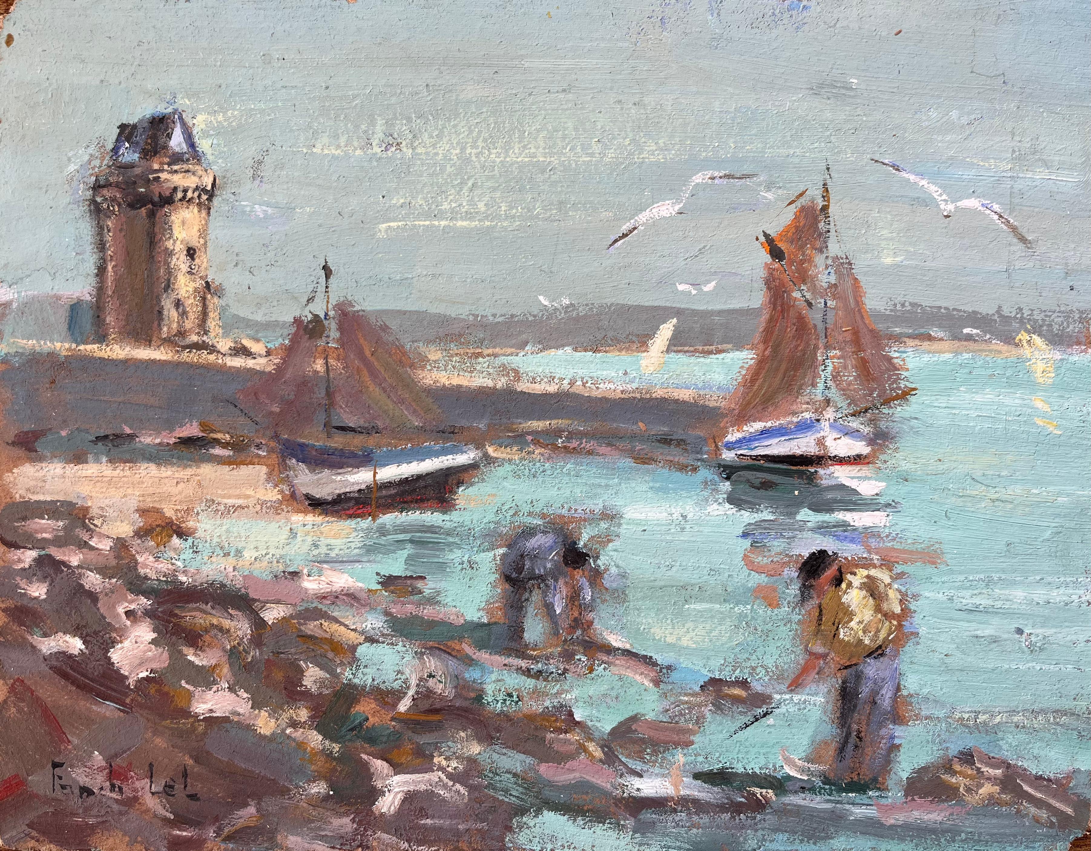Gefäße und Muschelfische von Coastal Fort mit Möwenfischen