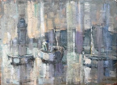 Barche da pesca nel porto di Saint Servan con il faro di Fanch Lel 1999
