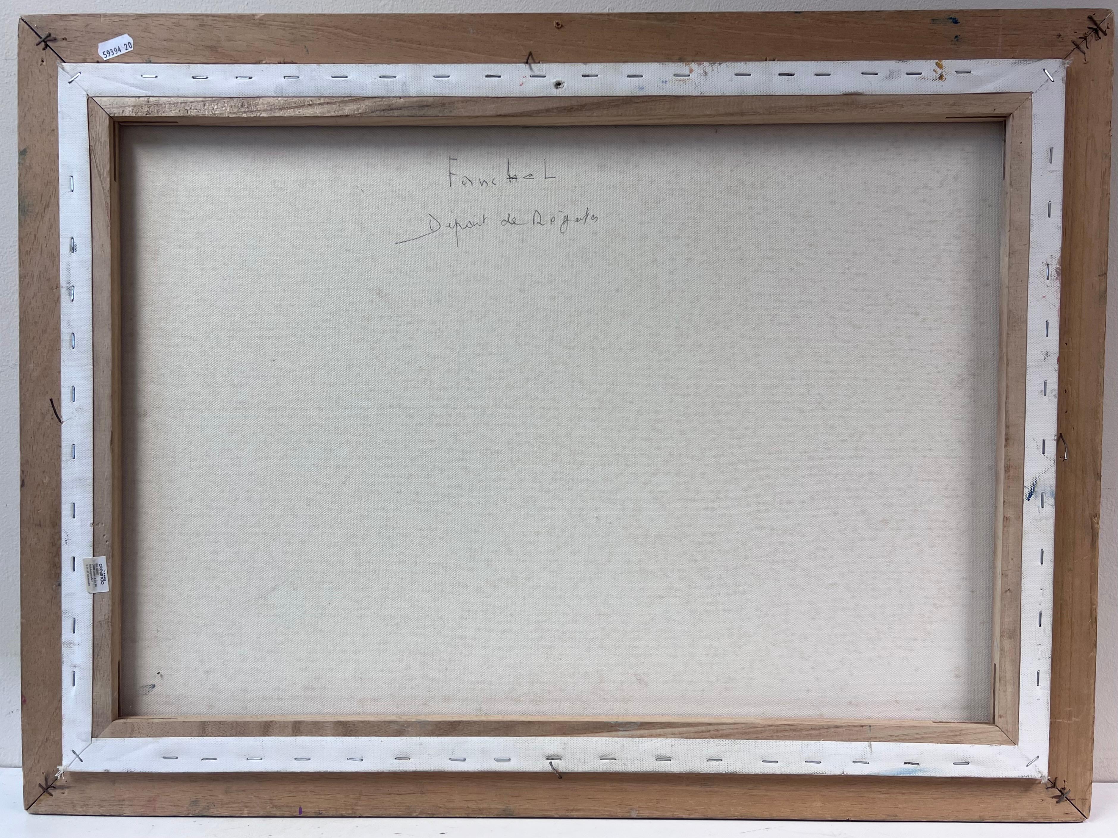 Flotta di barche a vela che si preparano per la regata in acque calme Pittura ad olio francese 4
