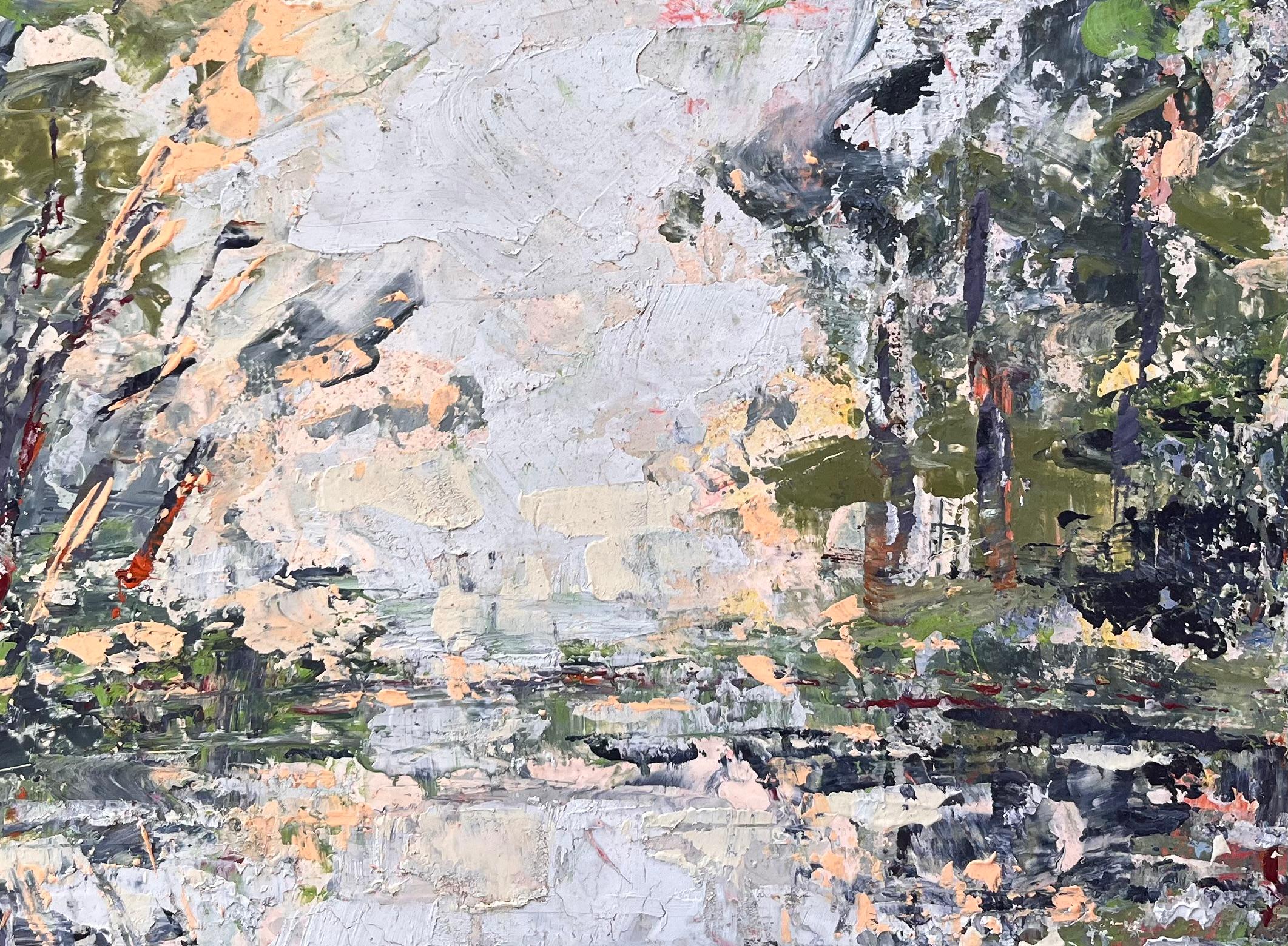 Scène de paysage abstraite française avec reflets dans l'eau en vente 2