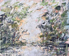 French Abstracted Landscape Forest Scene with Reflections in the Water
