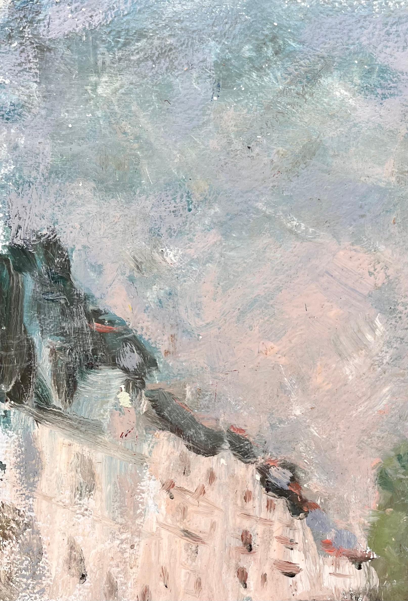 Peinture à l'huile de paysage urbain français représentant le pont du Canal et l'architecture historique en vente 1