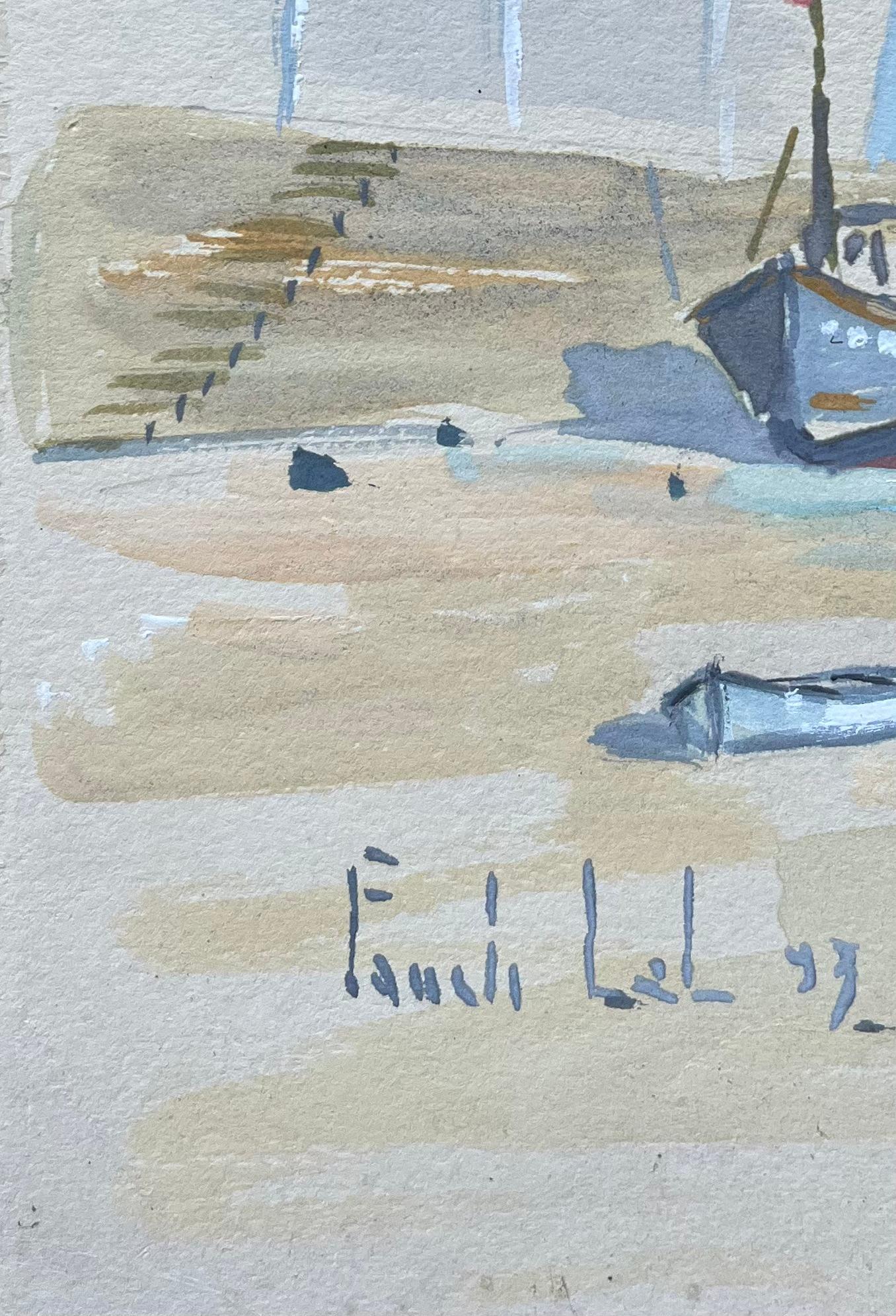 Titolo: Guazzo costiero francese di barche da pesca sulla costa sotto un cielo coperto
da Fanch Lel
Firmato: Yes One
Dimensioni: 8,25 pollici (altezza) x 6 pollici (larghezza)
Pittura a guazzo su carta, senza cornice
Condit: Il dipinto è in buone