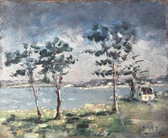 French Coastal Landscape with Windswept Trees at Golfe du Morbihan Brittany