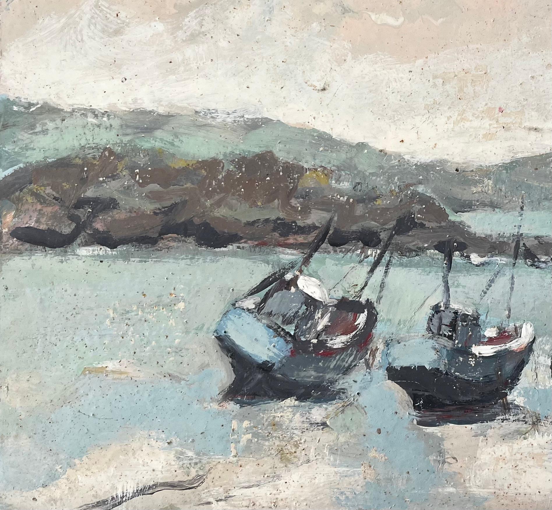 Titre : Scène côtière française avec des bateaux de pêche échoués et des collines en pente douce
par Fanch Lel
Signé : Coin inférieur droit
Taille : 14.75 x 18.25 pouces (hauteur x largeur)
Peinture à l'huile sur carton, non encadrée
Condit : Bon
