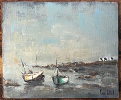 French Coastal Scene with Boats at Low Tide in St Servan Brittany