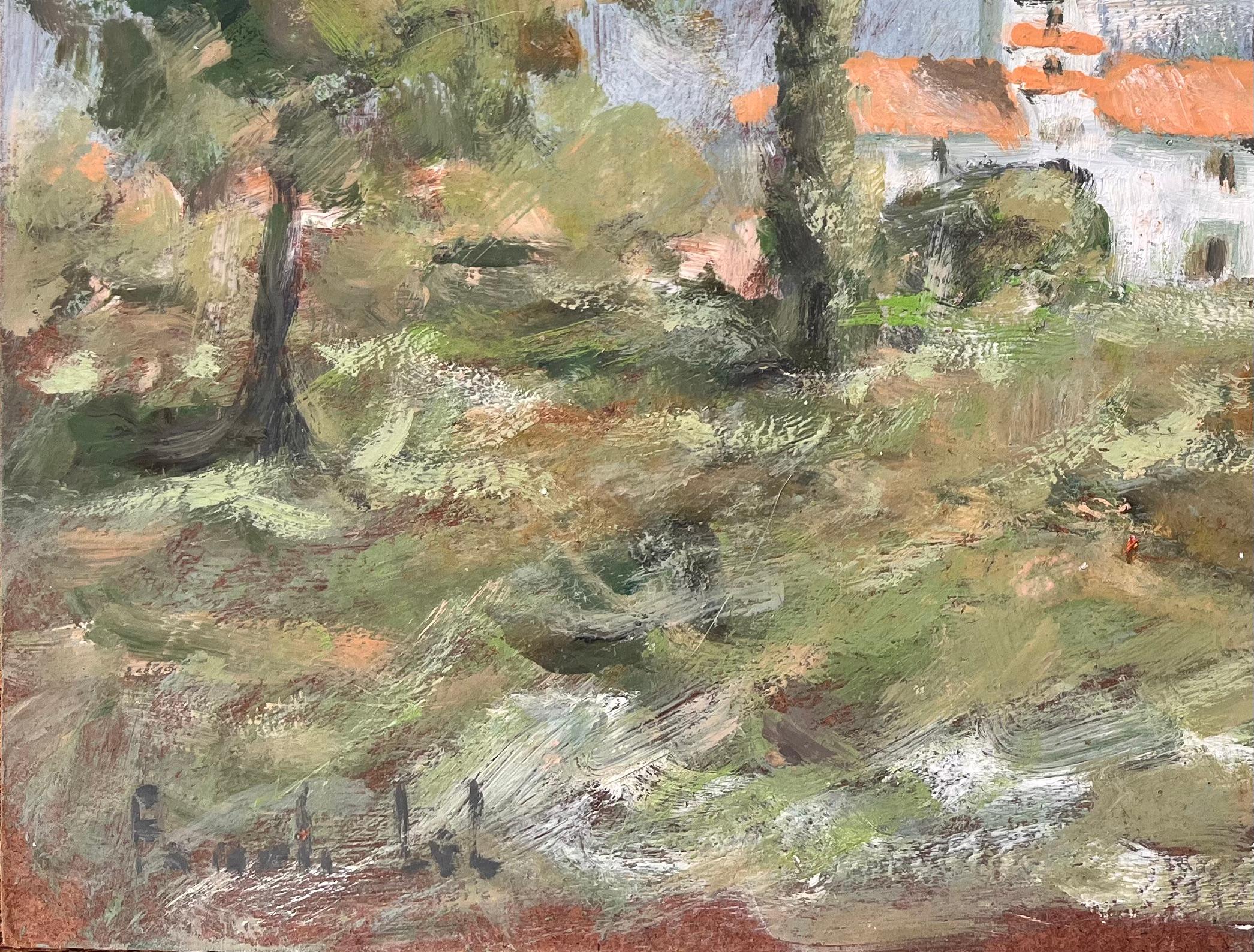 Titolo: Paesaggio di campagna francese con cascina bianca e tetti arancioni
Da Fanch Lel
Firmato: Yes One
Dimensioni: 13 x 16,25 pollici (altezza x larghezza)
Pittura a olio su tavola, senza cornice
Condit: Il dipinto è in buone condizioni e