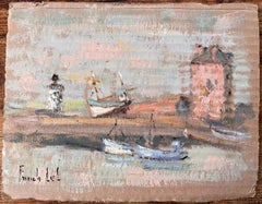Französische Hafenszene mit Leuchtturm und Booten in Camaret von Fanch Lel