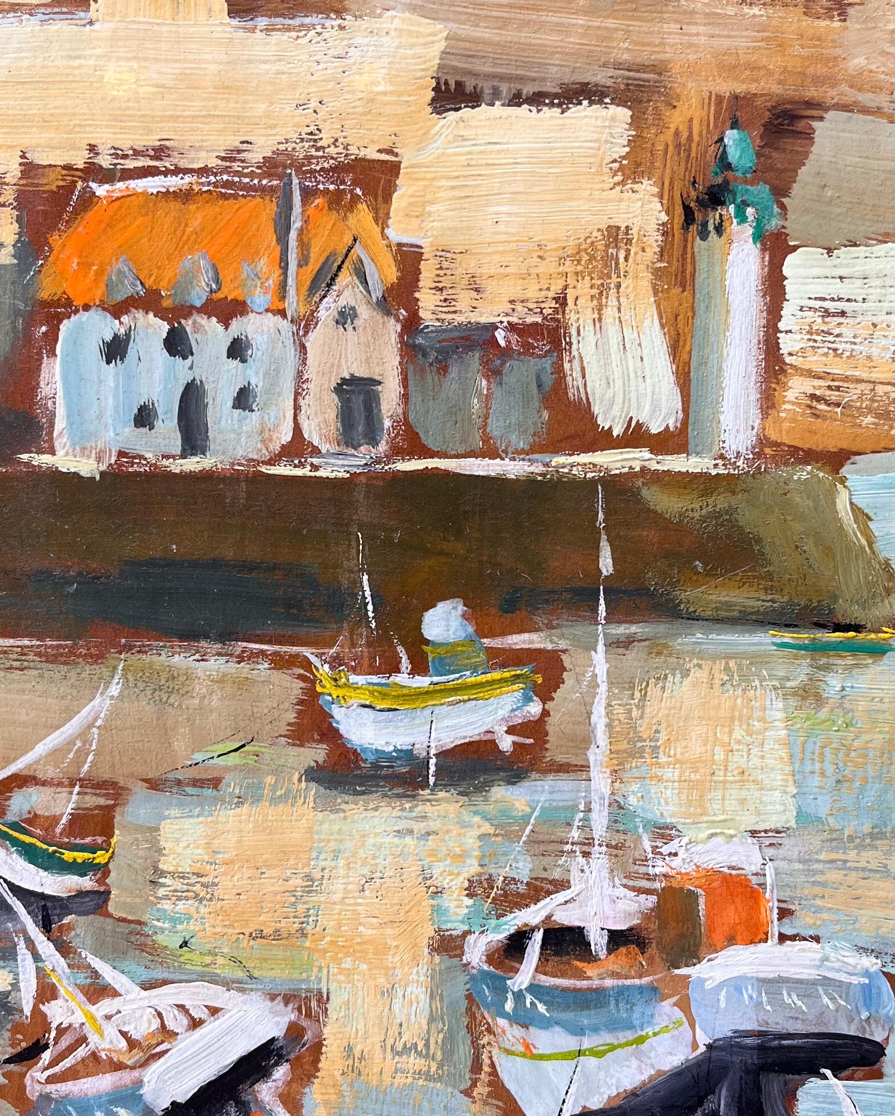 Französische impressionistische Boote und Leuchtturm-Szene auf der bretonischen Belle Île im Angebot 2