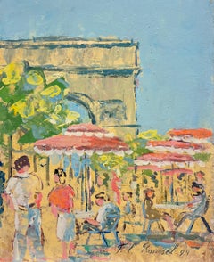 French Impressionist Bright Sunny Day at the Arc de Triomphe Cafe Paris
