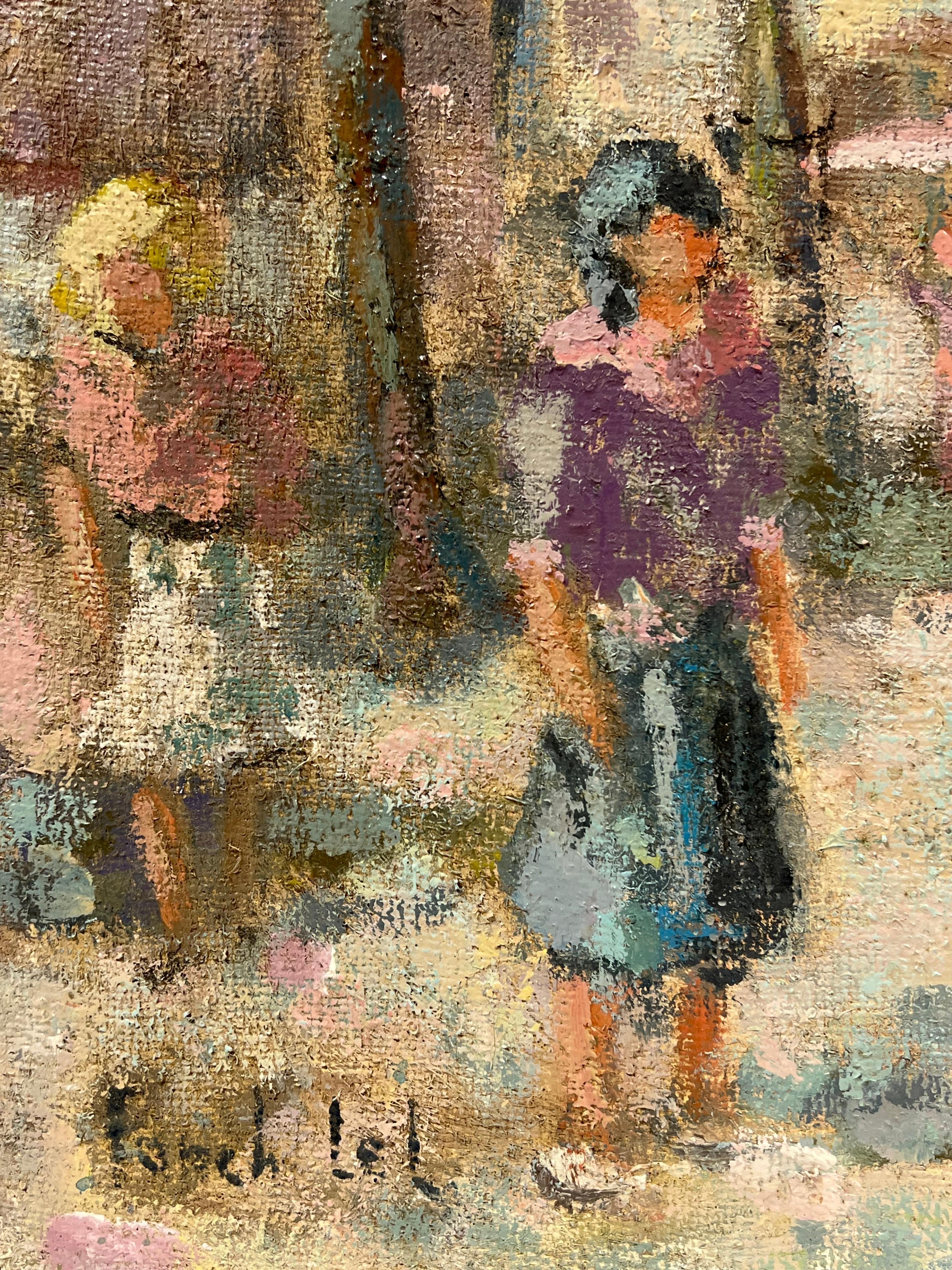 Figure che passeggiano nel villaggio
firmato da Fanch Lel (francese, nato nel 1930)
Dimensioni: 21,5 x 18 pollici
Pittura a olio su tela, senza cornice
Condit: Il dipinto è in buone condizioni, con lievi segni di invecchiamento.
Provenienza: Tutti i