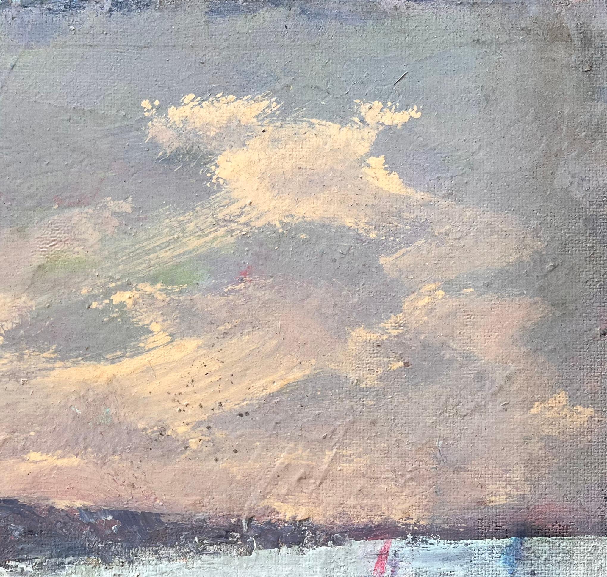 Französische impressionistische Küstenlandschaft des Impressionismus mit Clifftop-Häuschen und Abendhimmel im Angebot 2