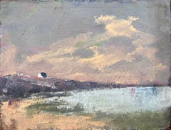 French Impressionist Coastal Landscape with Clifftop Cottage and Evening Sky