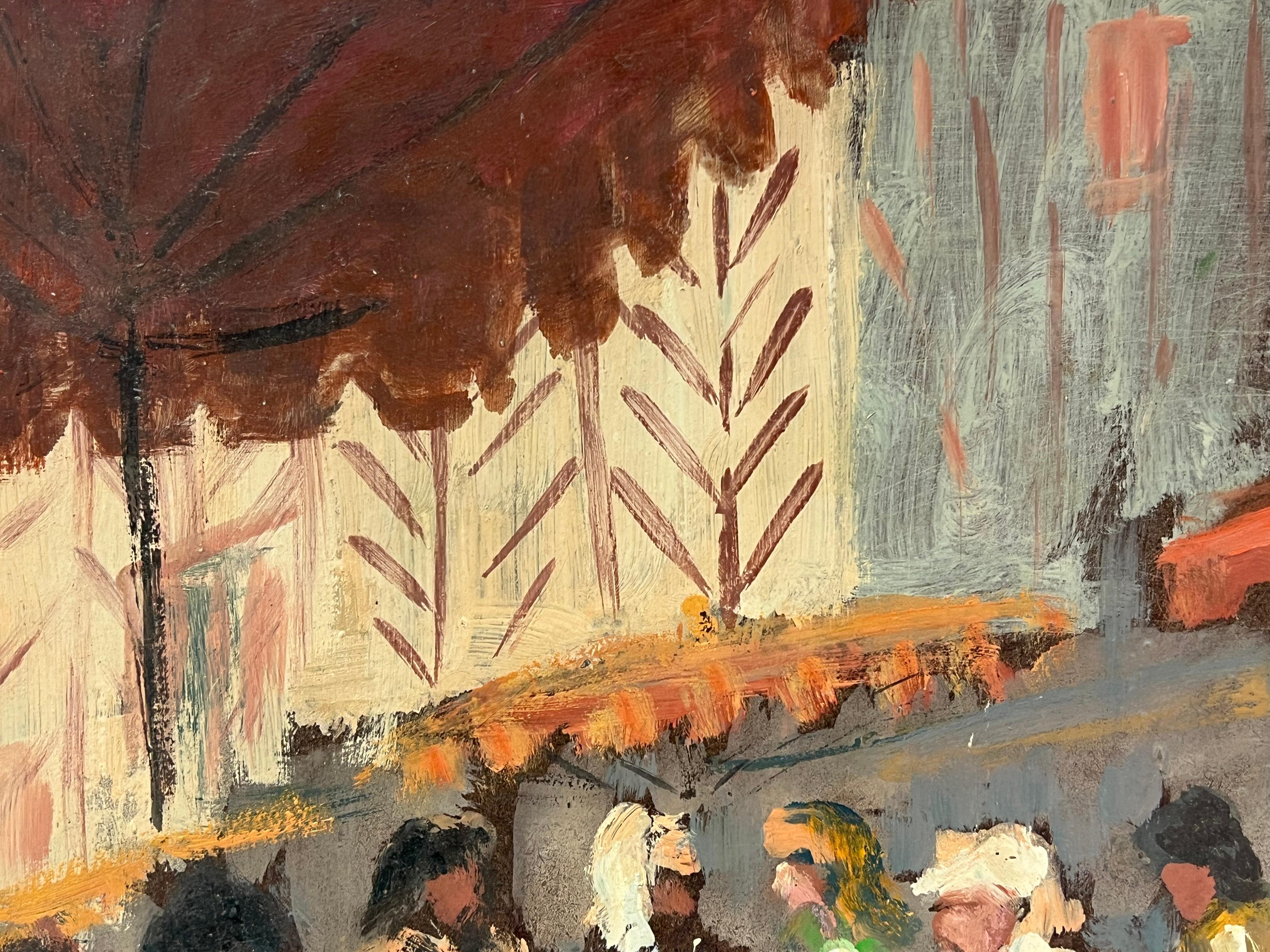 Figure di impressionisti francesi che si muovono nel mercato ortofrutticolo - Landscape Painting Marrone di Fanch Lel
