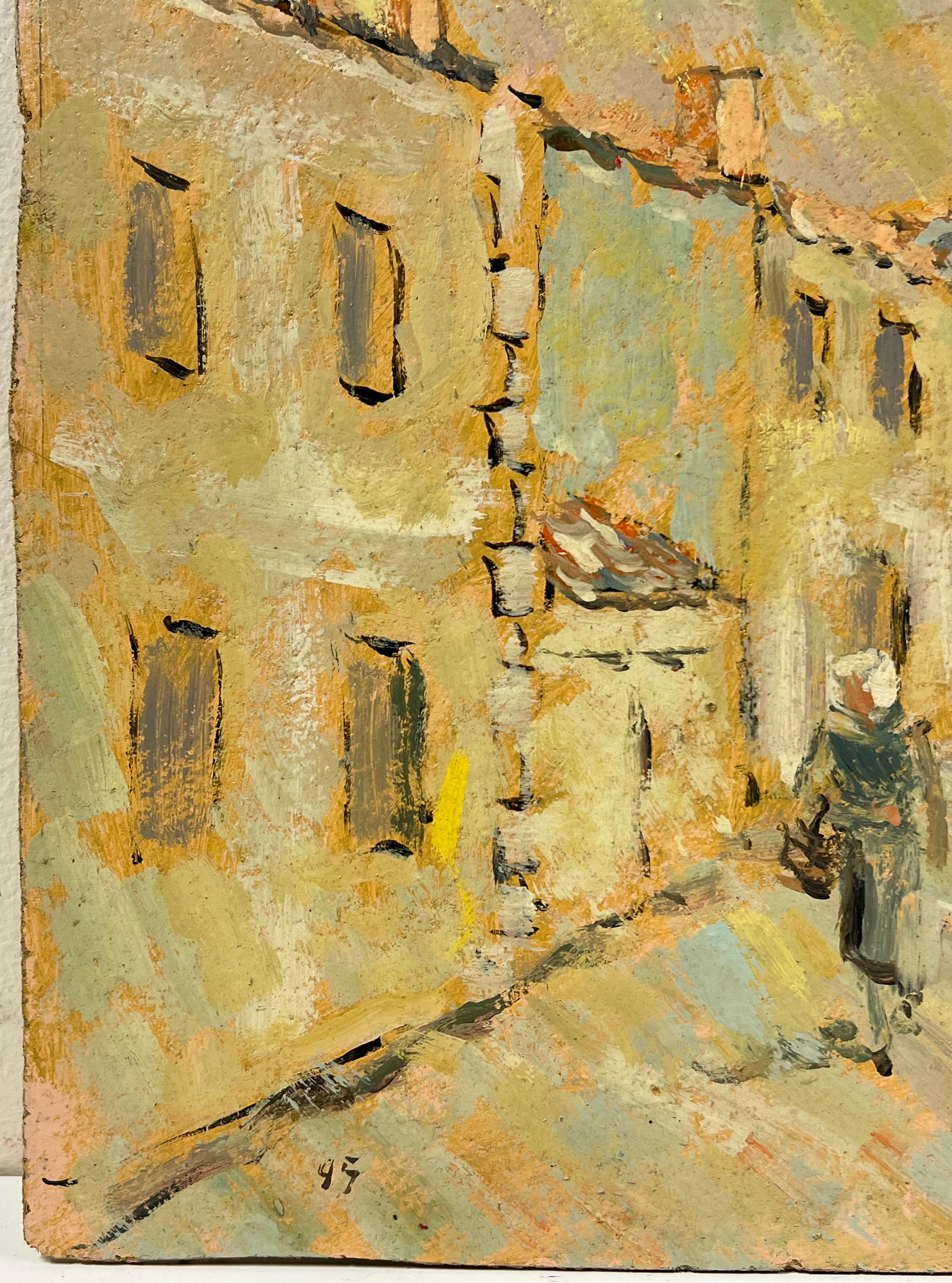French Impressionist Figures Gossiping in Sunlit Village Street Oil Painting For Sale 3