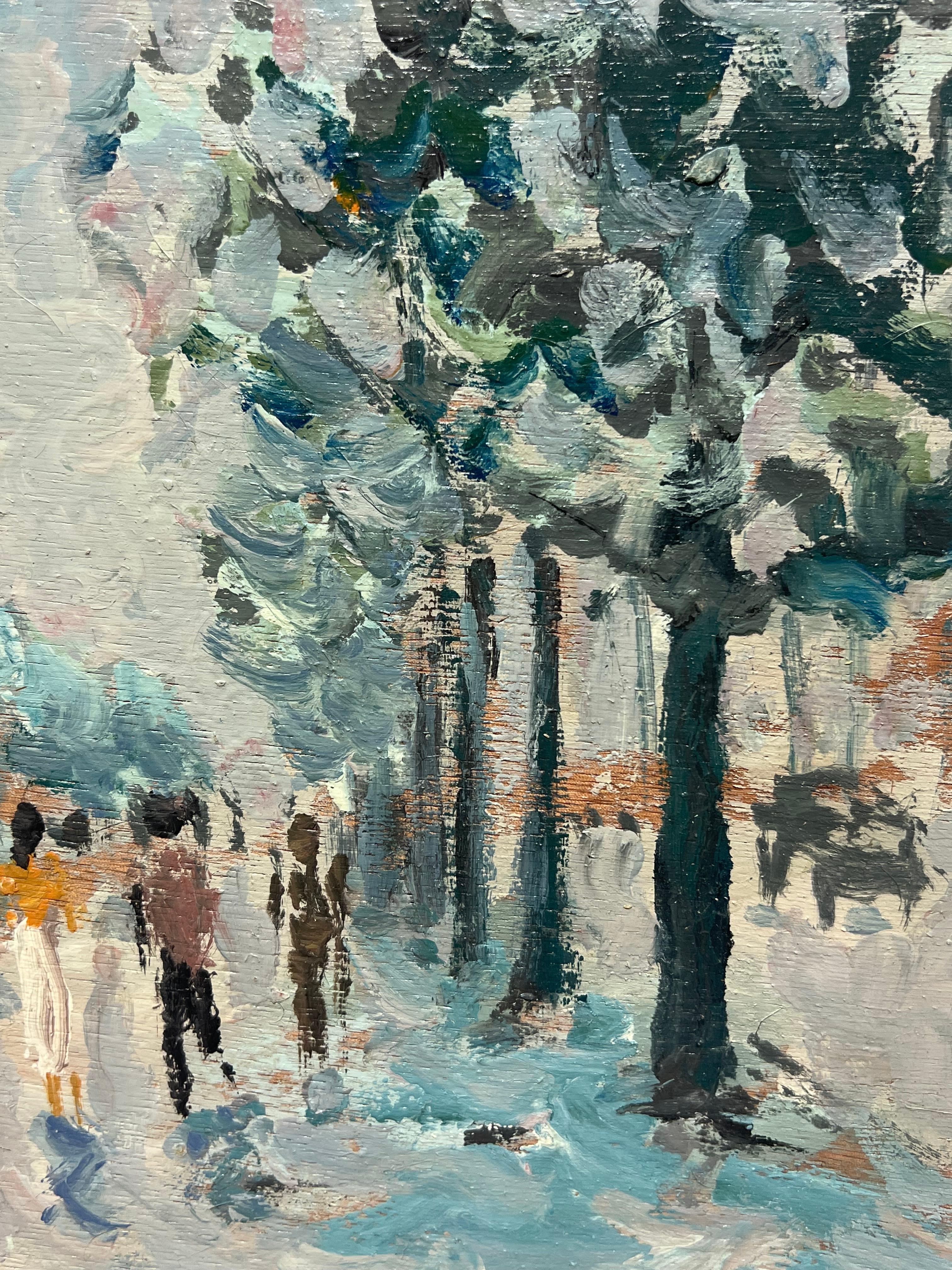Passeggiata sugli alberi del Boulevard
di Fanch Lel (francese, nato nel 1930)
Dimensioni: 9 x 10,75 pollici
Pittura a olio su tavola, senza cornice
Condit: Il dipinto è in buone condizioni, con lievi segni di invecchiamento.
Provenienza: Tutti i