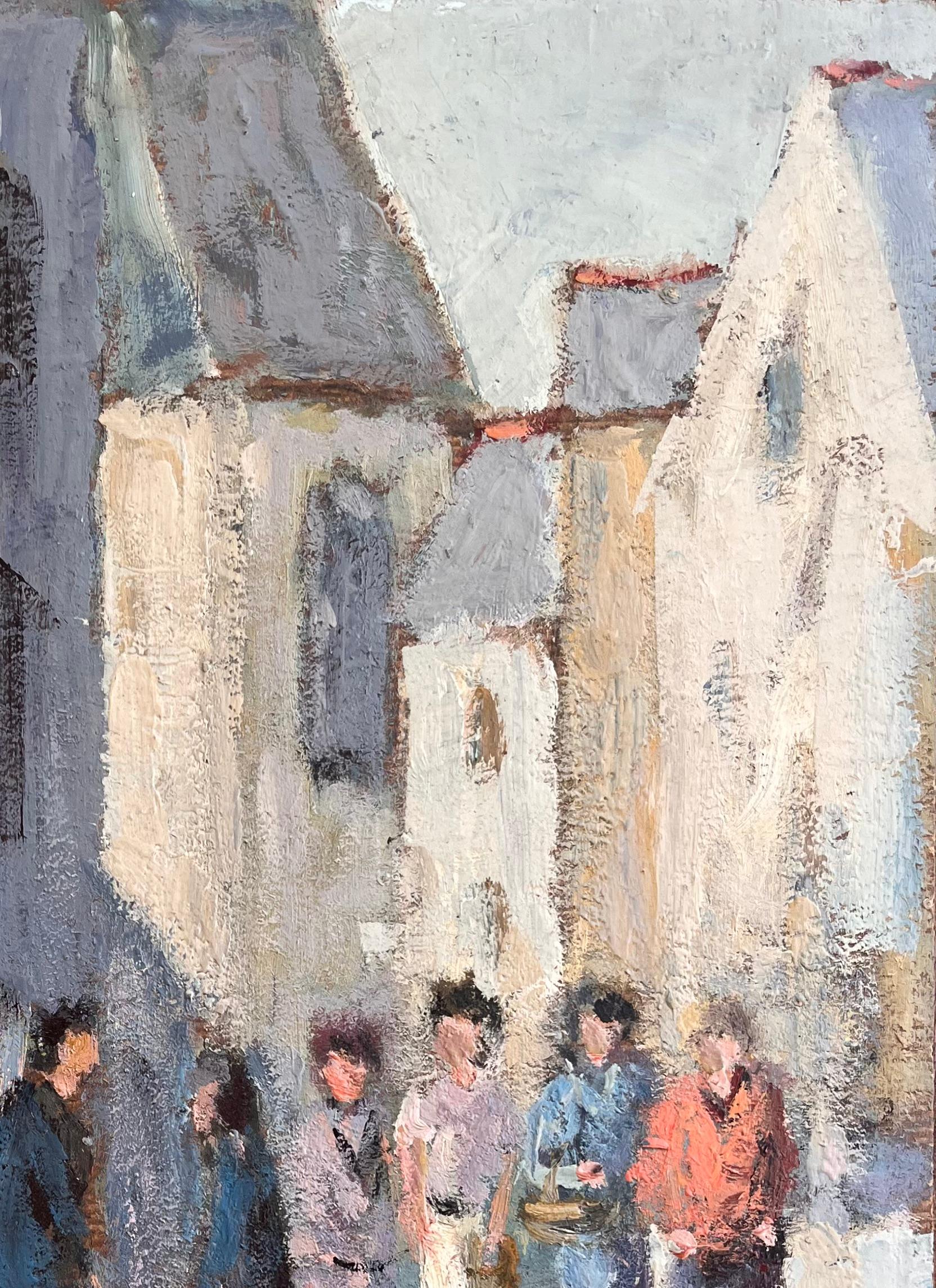 Titre : Scène de marché aux fleurs impressionniste français avec personnages et église en pierre
Par Fanch Lel
Signé : Oui
Taille : 19.5 x 15.75 pouces (hauteur x largeur)
Peinture à l'huile sur carton, non encadrée
Condit : La peinture est en bon