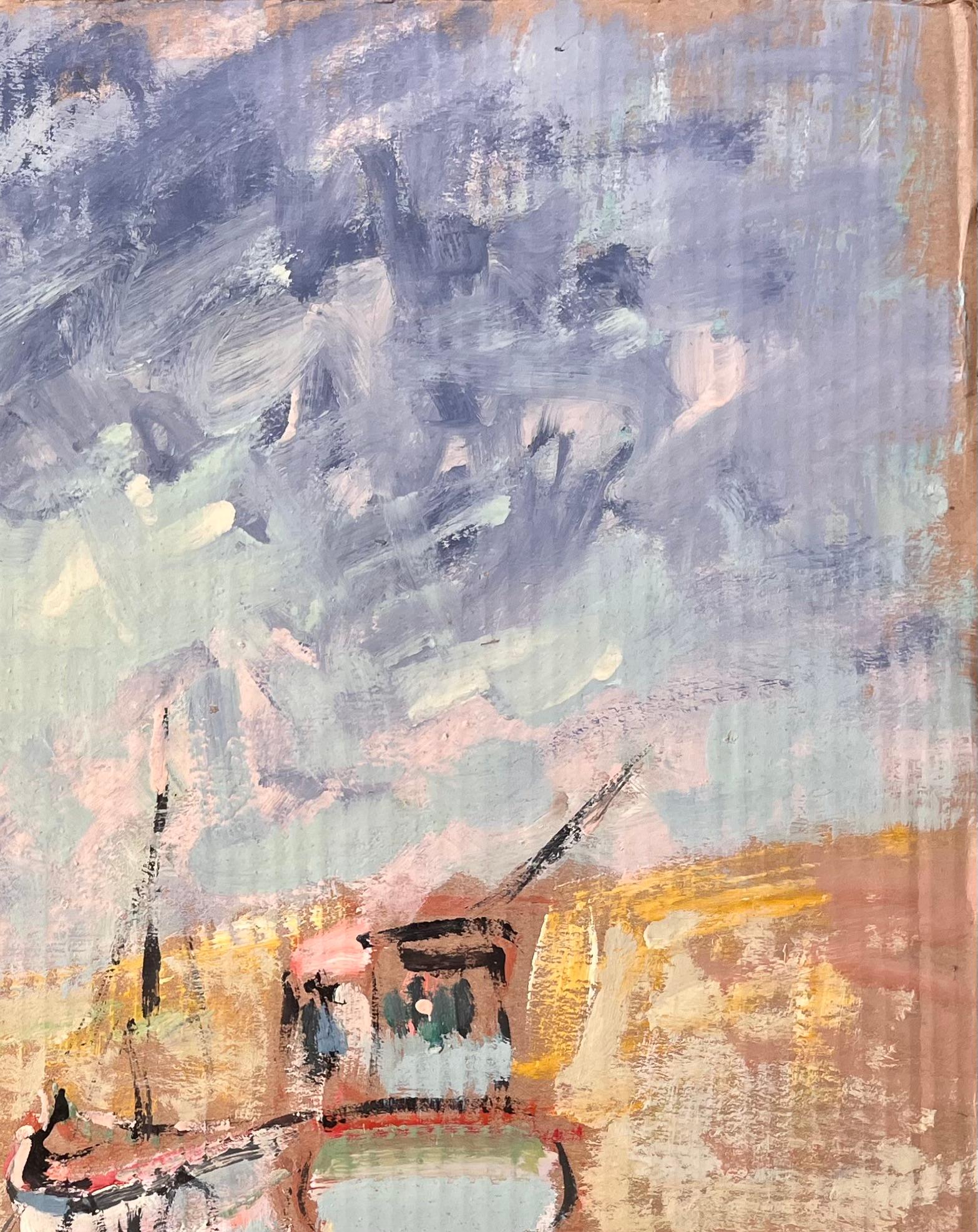 Französischer Impressionismus - Hafenszene mit Booten und Leuchtturm in Erquy im Angebot 2