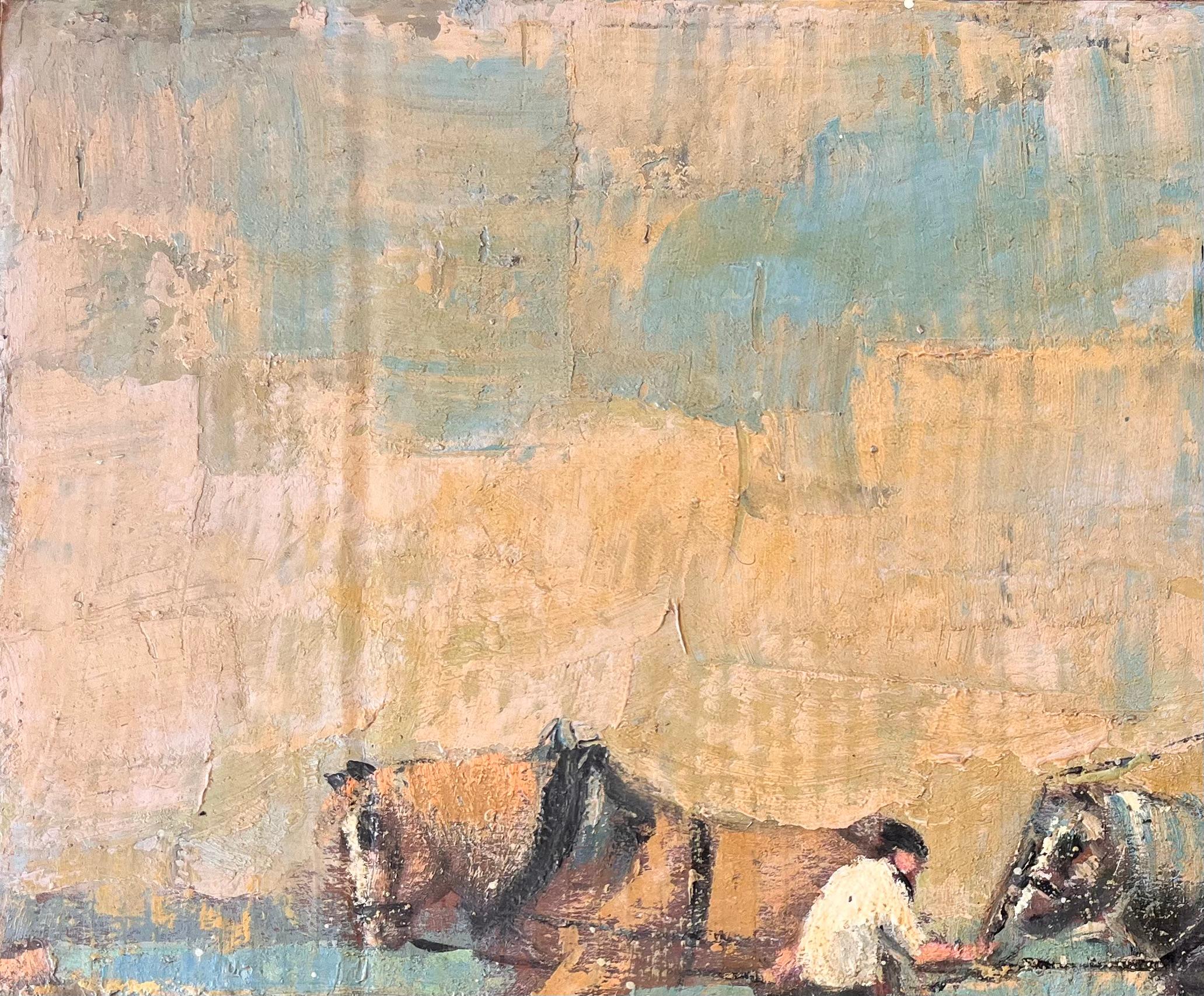 Titre : La charrette à foin de l'impressionniste français, tirée par un cheval, avec un fermier dans un paysage rural
Par Fanch Lel
Taille : 15 x 21.75 pouces (hauteur x largeur)
Peinture à l'huile sur carton, non encadrée
Condit : Bon état général