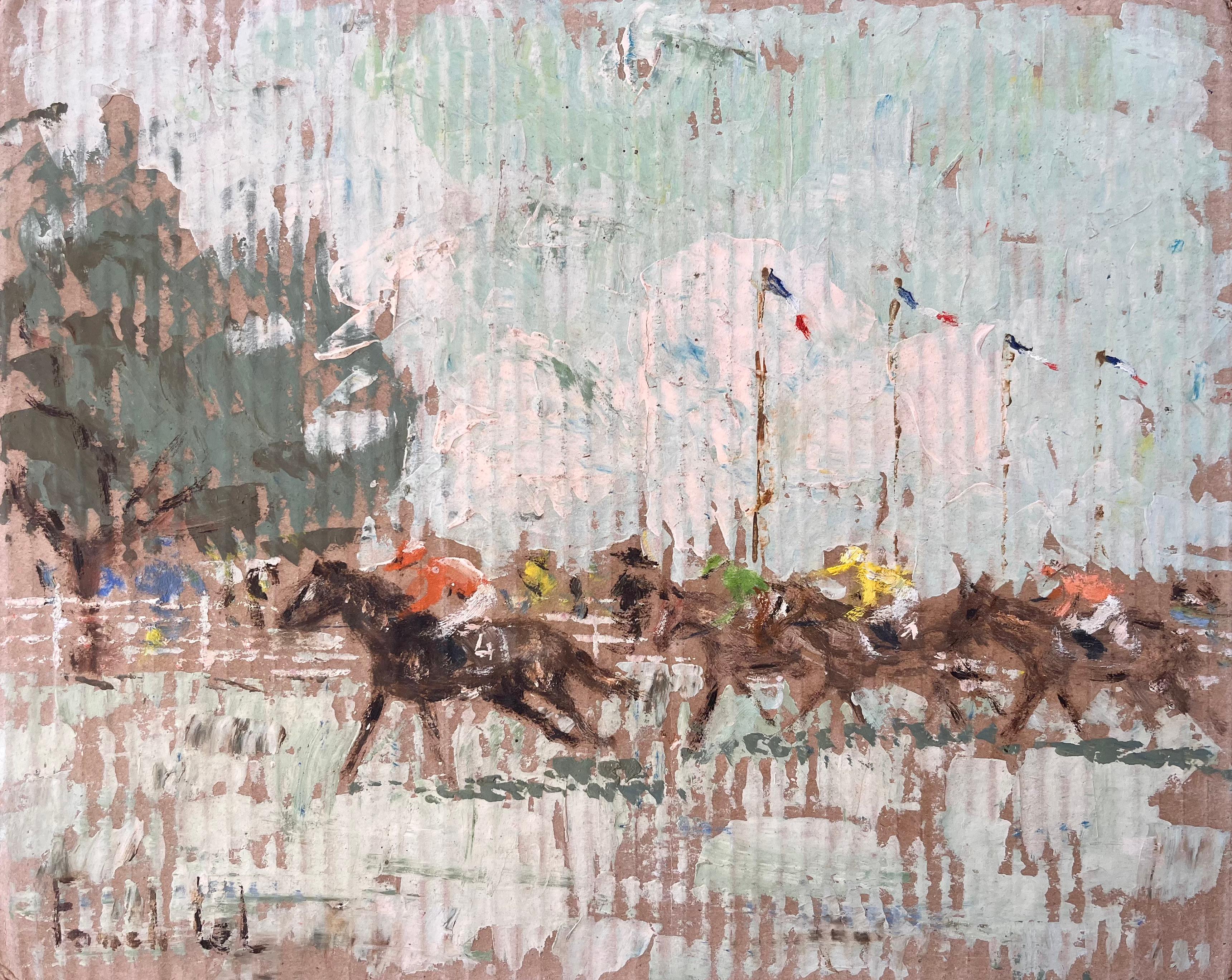 French Impressionist Horse Racing Scene at Marville Saint Malo by Fanch Lel