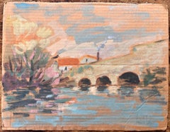 French Impressionist Landscape of Brunoy and the Old Bridge of Boussy