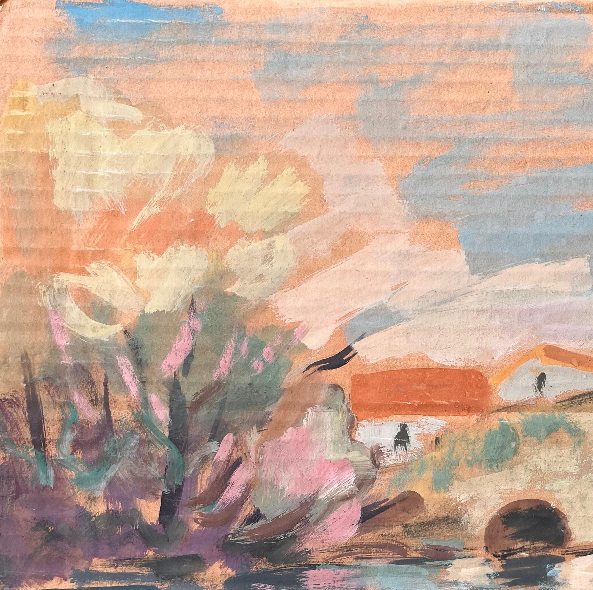 Französischer Impressionismus Landschaft von Brunoy und die alte Brücke von Boussy im Angebot 1