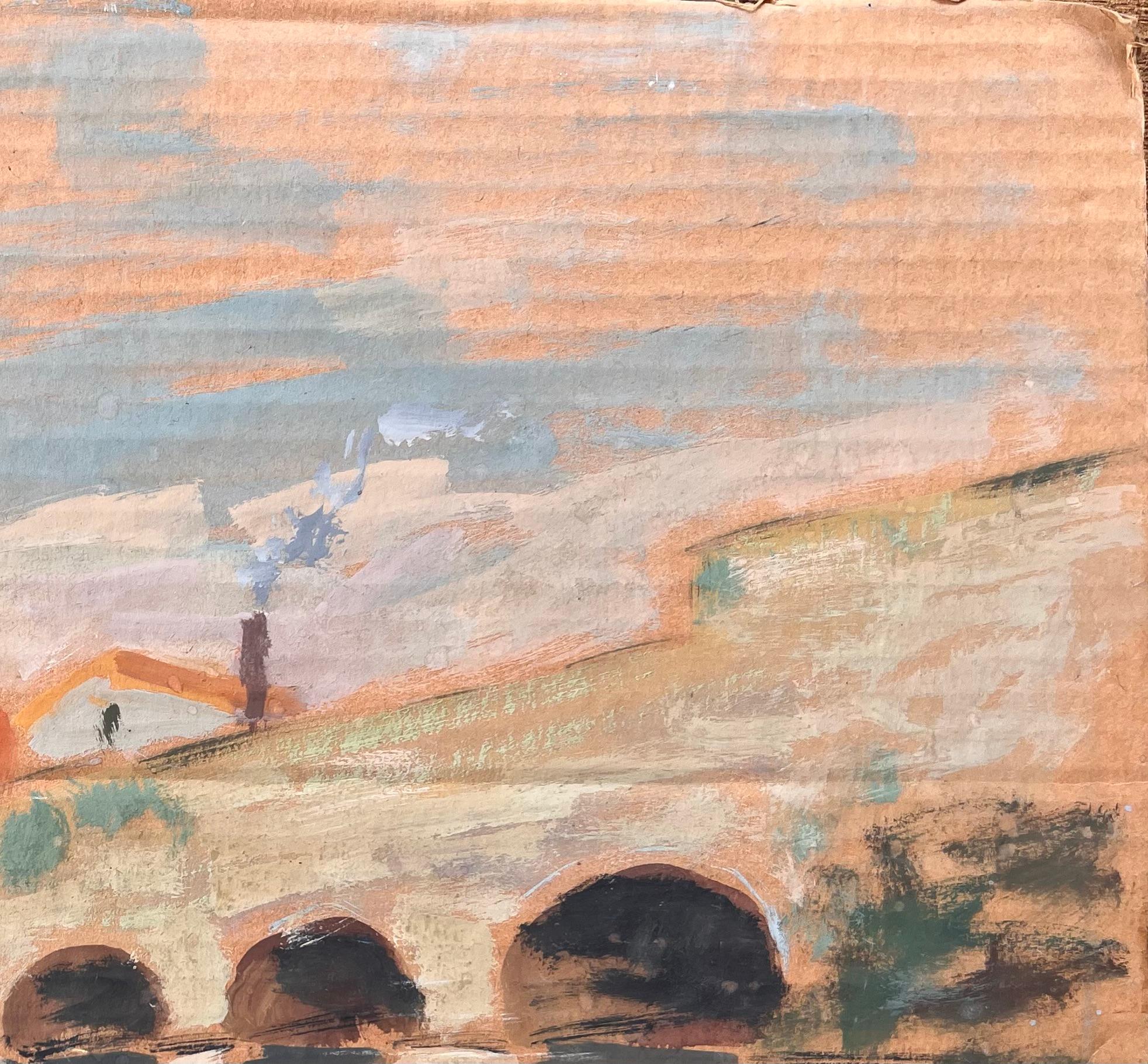 Französischer Impressionismus Landschaft von Brunoy und die alte Brücke von Boussy im Angebot 2