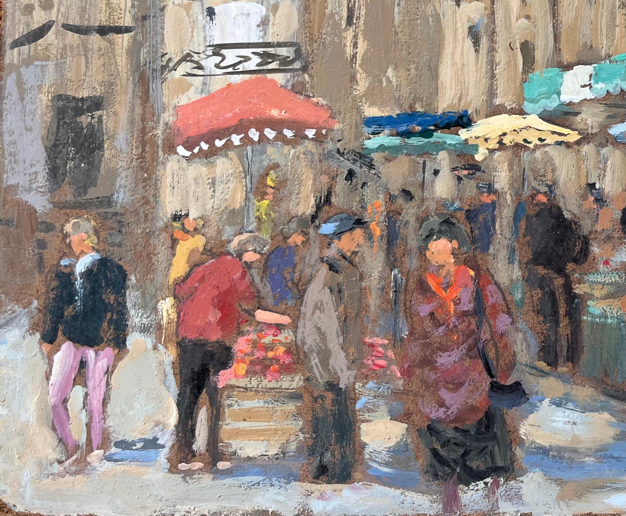 Französischer Impressionismus Marktszene in Sarlat Dordogne von Fanch Lel im Angebot 2