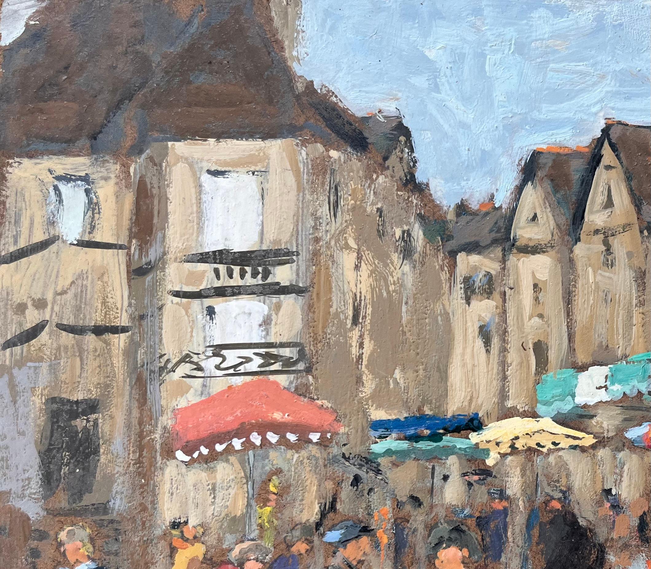 Französischer Impressionismus Marktszene in Sarlat Dordogne von Fanch Lel im Angebot 3