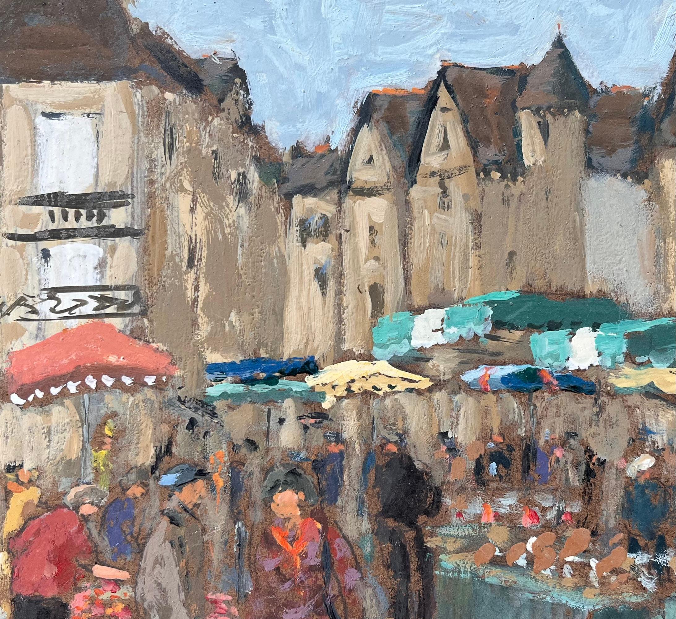 Französischer Impressionismus Marktszene in Sarlat Dordogne von Fanch Lel im Angebot 6