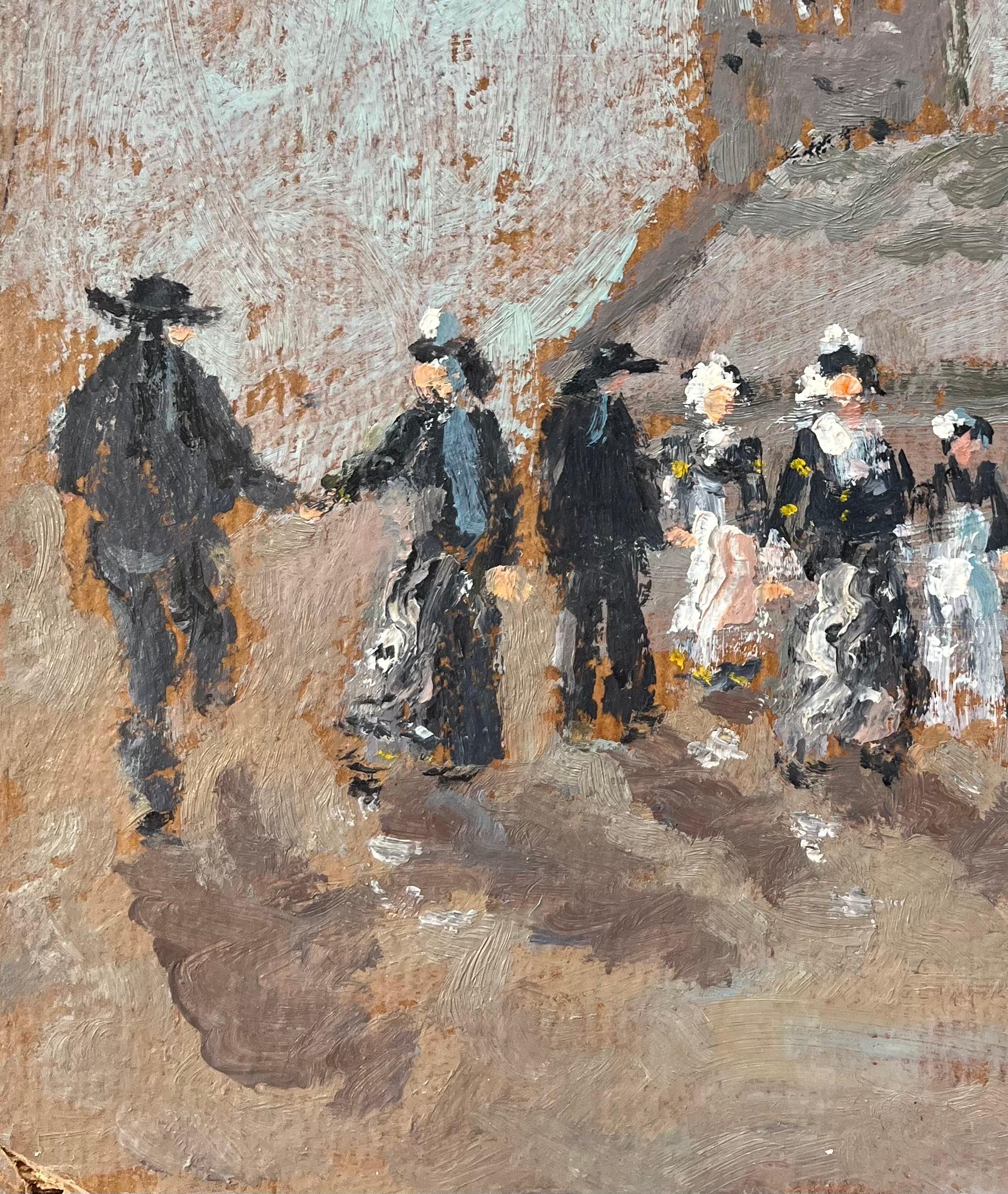 French Impressionist Oil Painting of a Breton Dance at Glomivel For Sale 1