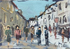 French Impressionist Oil Painting of a Bustling Village of Dol-de-Bretagne