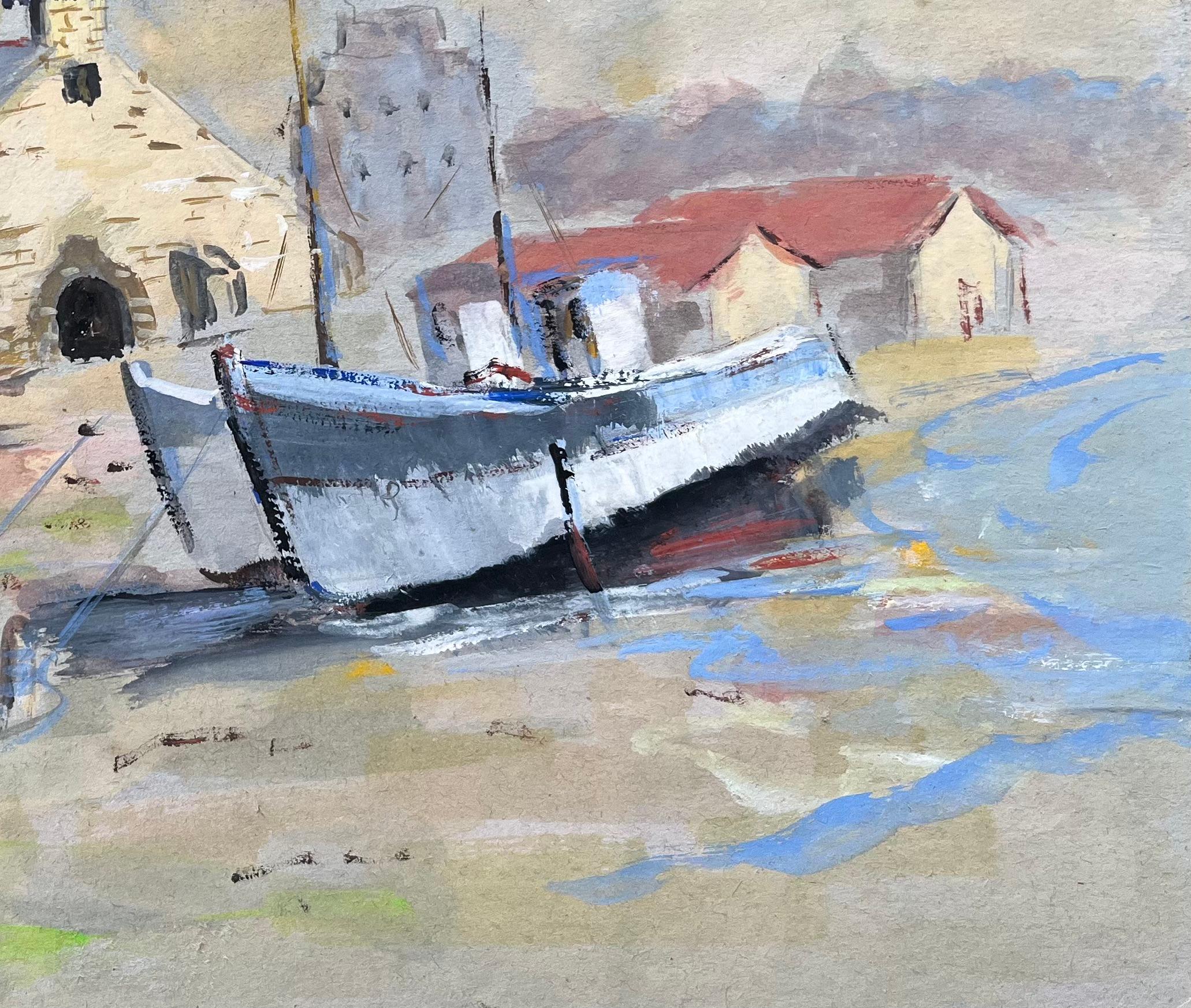 Title: French Impressionist Oil Painting of a Chapel and Fishing Boat in Camaret
By Fanch Lel (French b. 1930)
Size: 9.5 x 12.25 inches (height x width)
Signed: Yes
Oil painting on board, unframed
Condition: The painting is in good condition, with