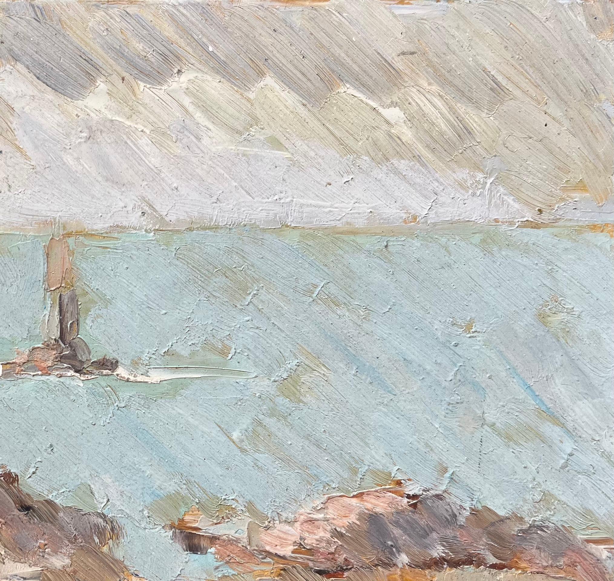 Quadro a olio impressionista francese raffigurante un faro costiero in vendita 1