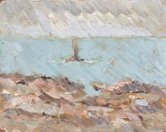 French Impressionist Oil Painting of a Coastal Lighthouse