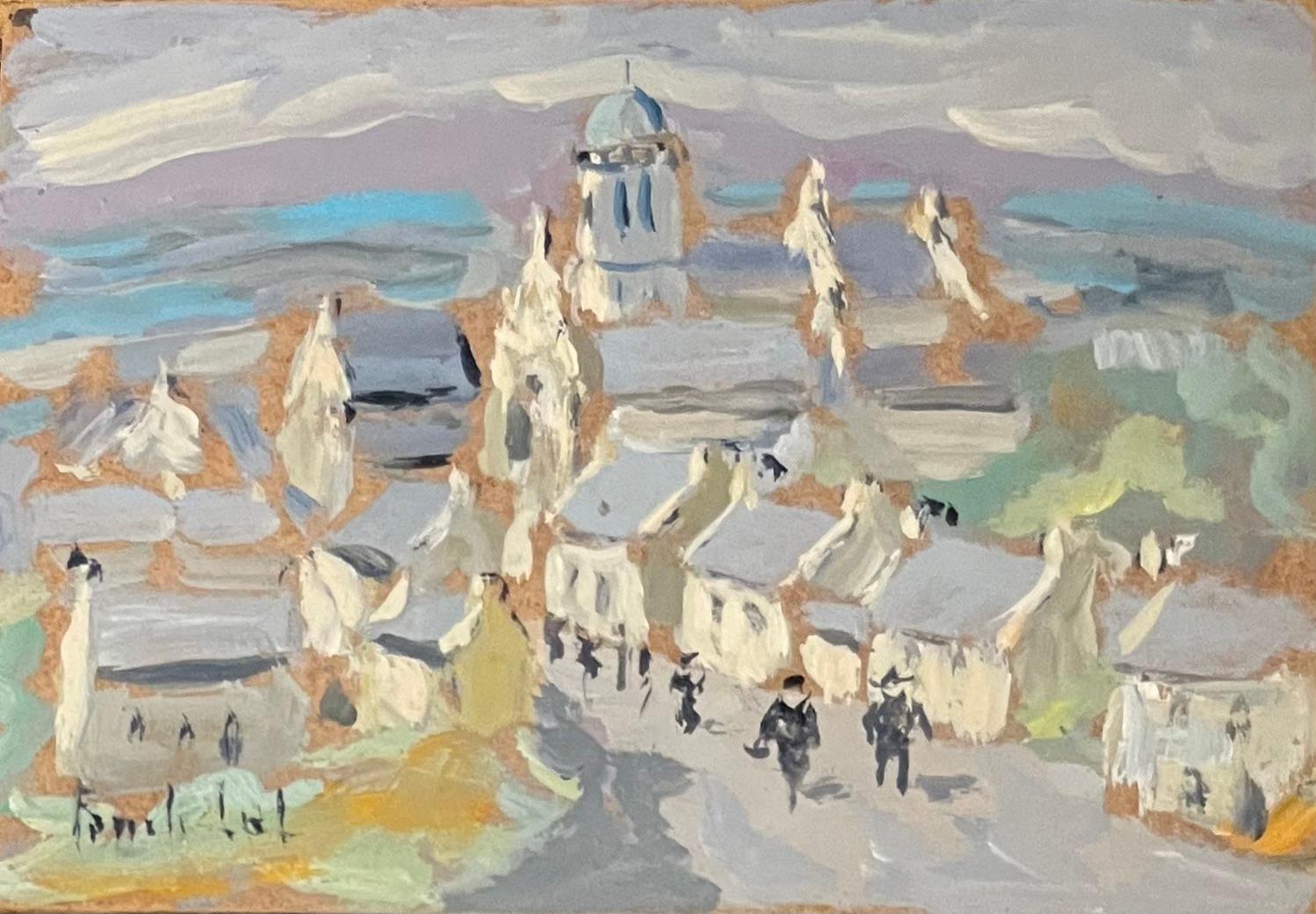Französisches impressionistisches Ölgemälde einer Küstendorfszene, Vue de Roscoff, Impressionismus