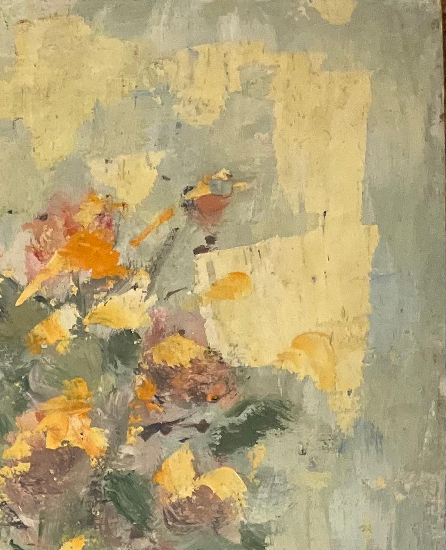 Título: Pintura al óleo impresionista francesa de un arreglo floral en un jarrón
Por Fanch Lel (francés, 1930)
Tamaño: 8,75 x 6,75 pulgadas (alto x ancho)
Firmado: Sí
Óleo sobre tabla, sin enmarcar
Estado de conservación: El cuadro está en buen