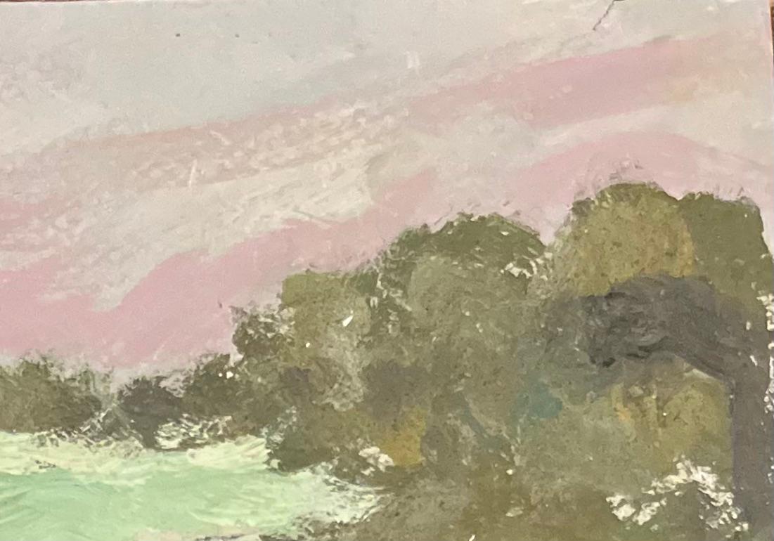 Dipinto a olio impressionista francese raffigurante Les Environs de Saint-Lunaire, vicino al Dinar - Figurative Painting Beige di Fanch Lel