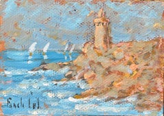 French Impressionist Oil Painting of a Lighthouse at Finistère Nord