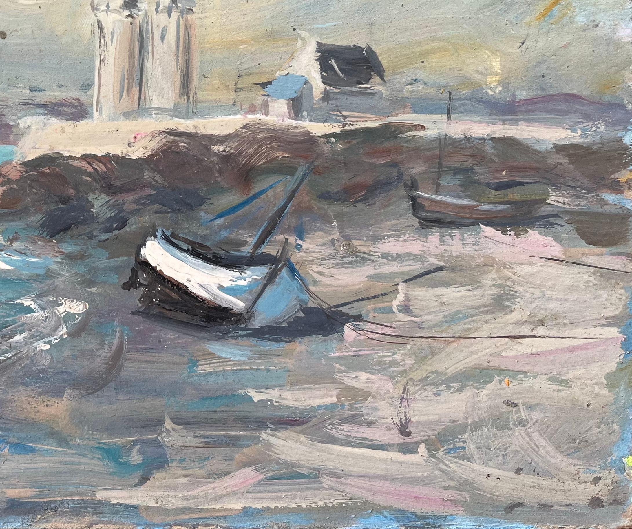 Französisches impressionistisches Ölgemälde eines Leuchtturms auf einem Felsenabgrund, Ölgemälde (Impressionismus), Painting, von Fanch Lel