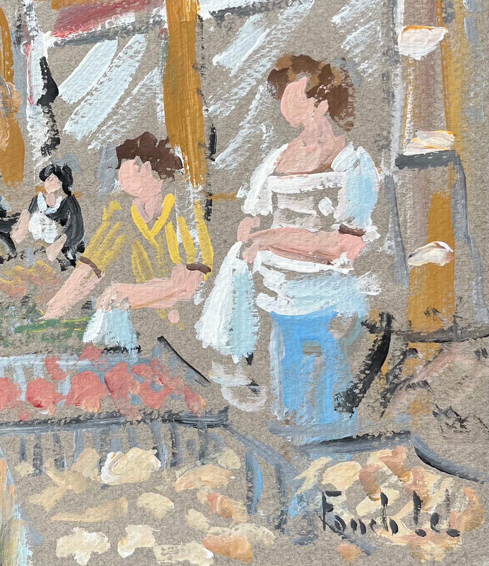 French Impressionist Oil Painting of a Market Scene in Dol-de-Bretagne For Sale 3