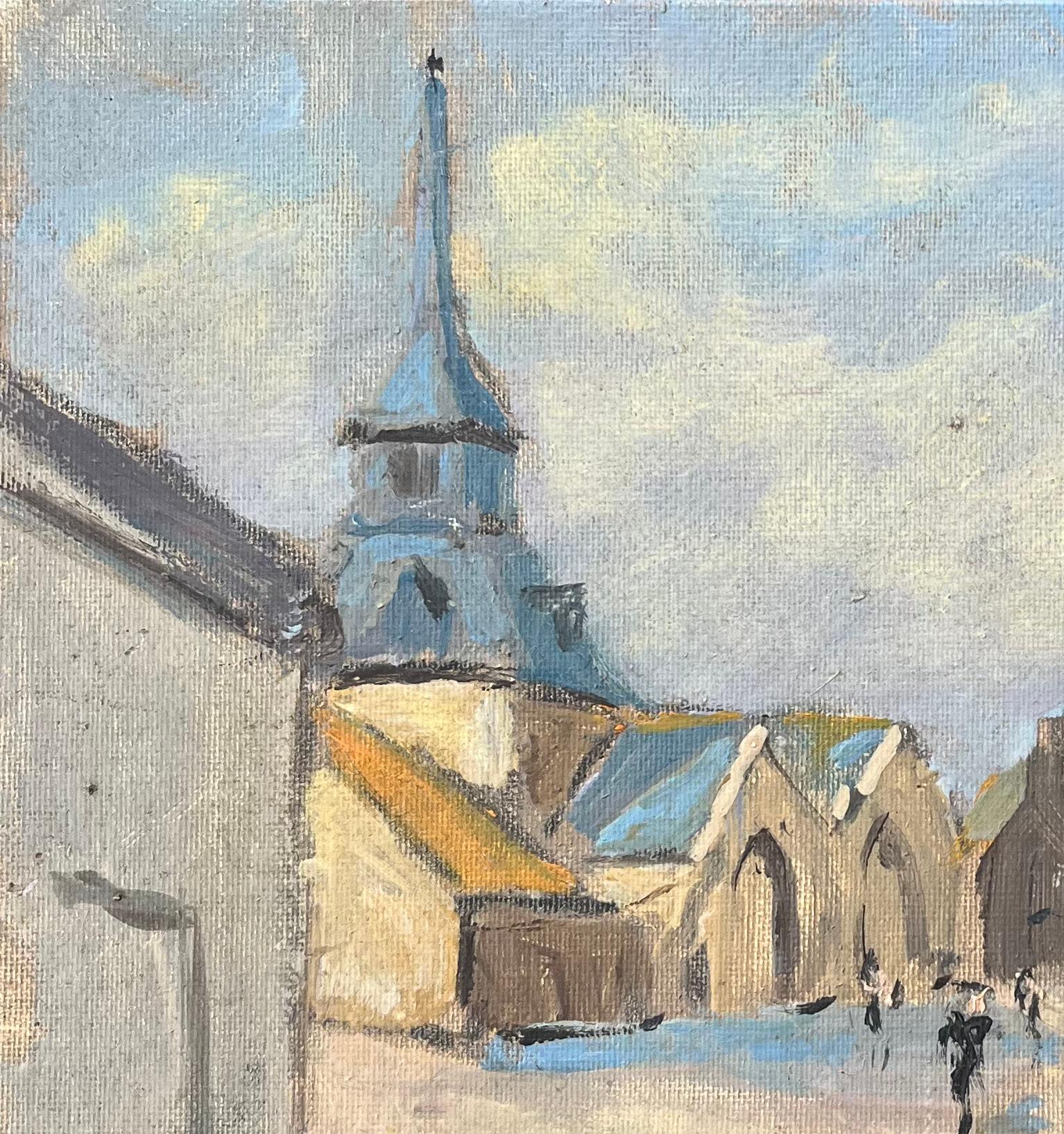 Pintura al óleo impresionista francesa de un de Village de Lizio, Morbihan - Painting Impresionista de Fanch Lel